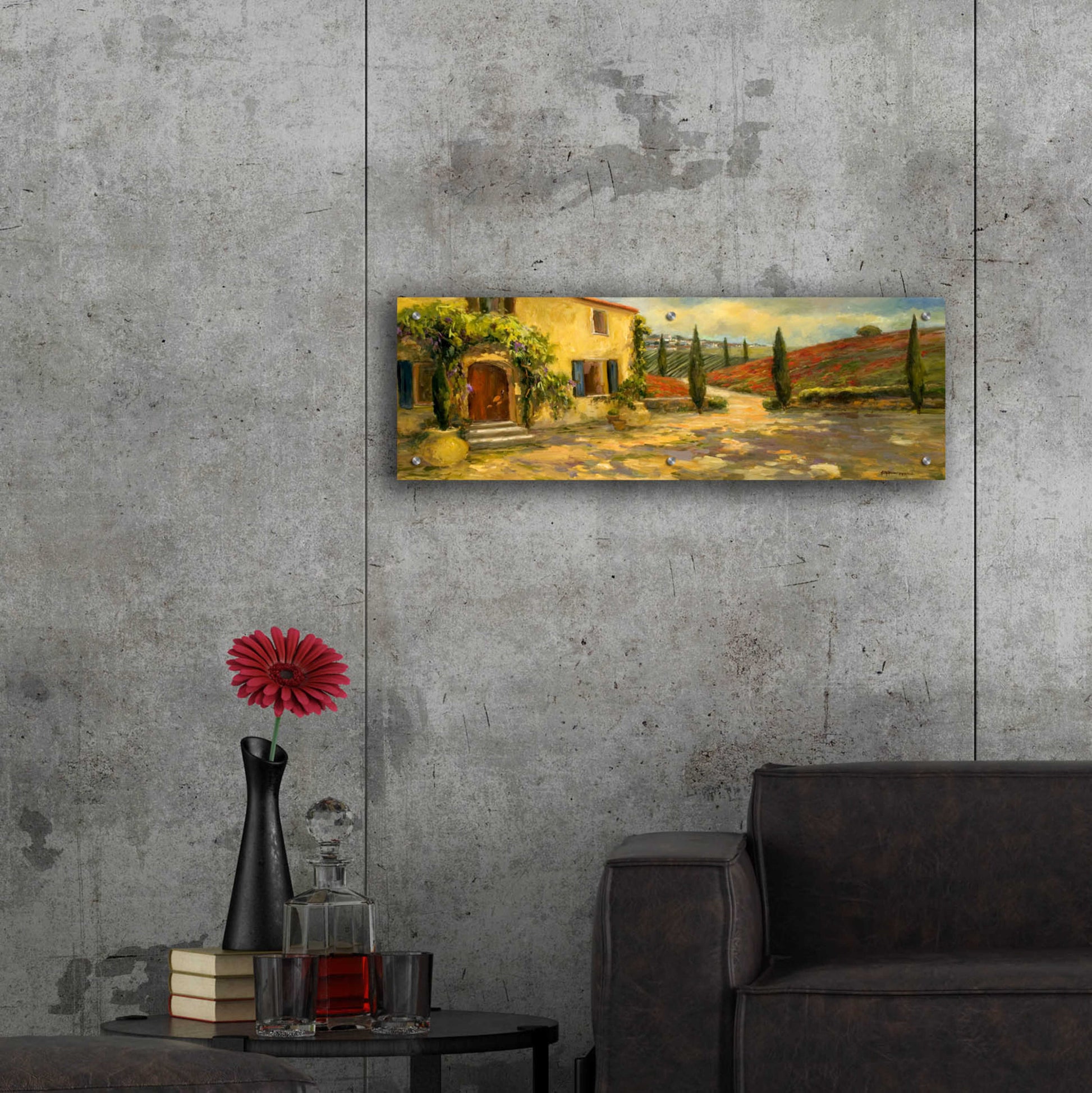 Epic Art 'Tuscan Fields' by Allayn Stevens, Acrylic Glass Wall Art,36x12