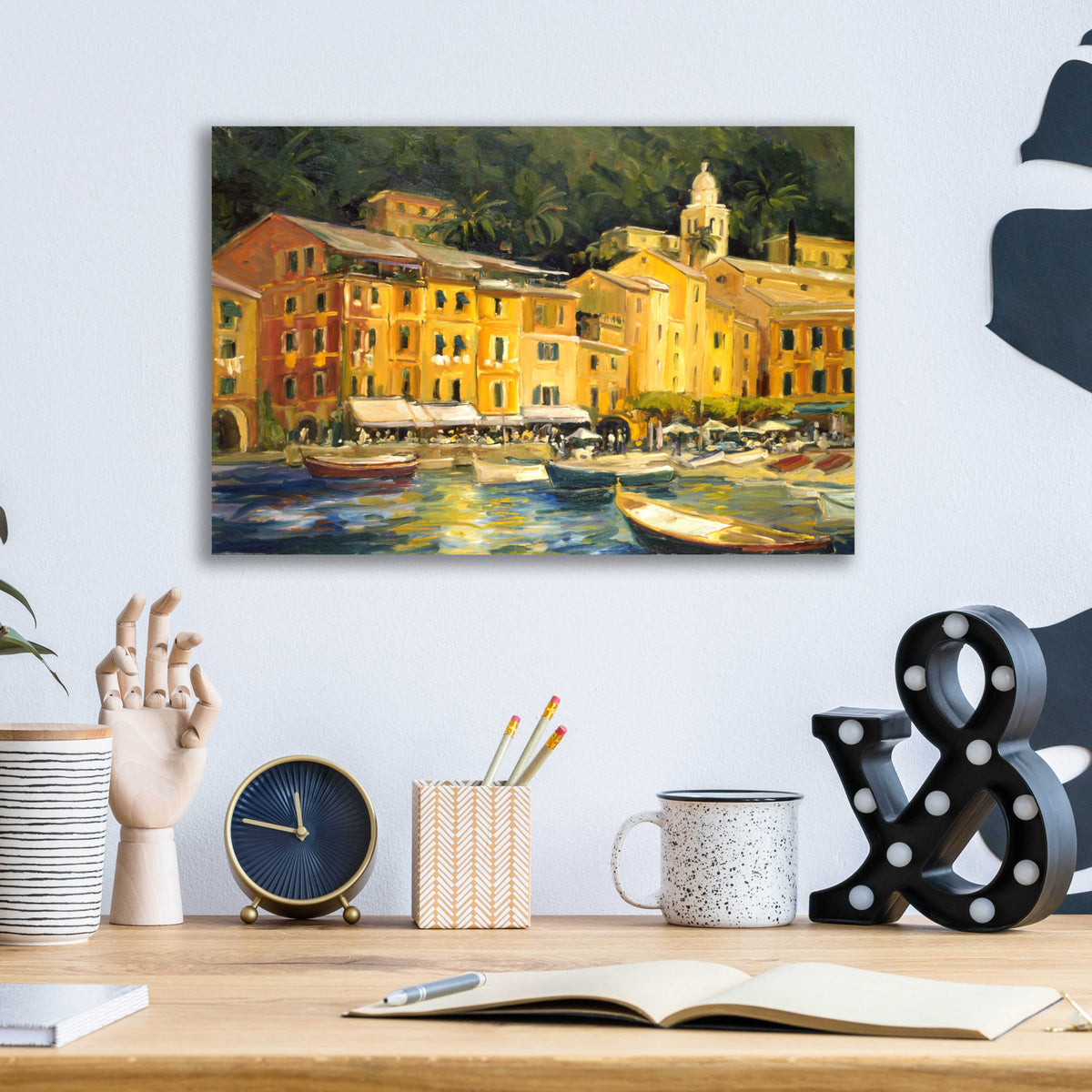 Lake Como Hotel by Allayn Stevens - 16x12 acrylic wall art in a room