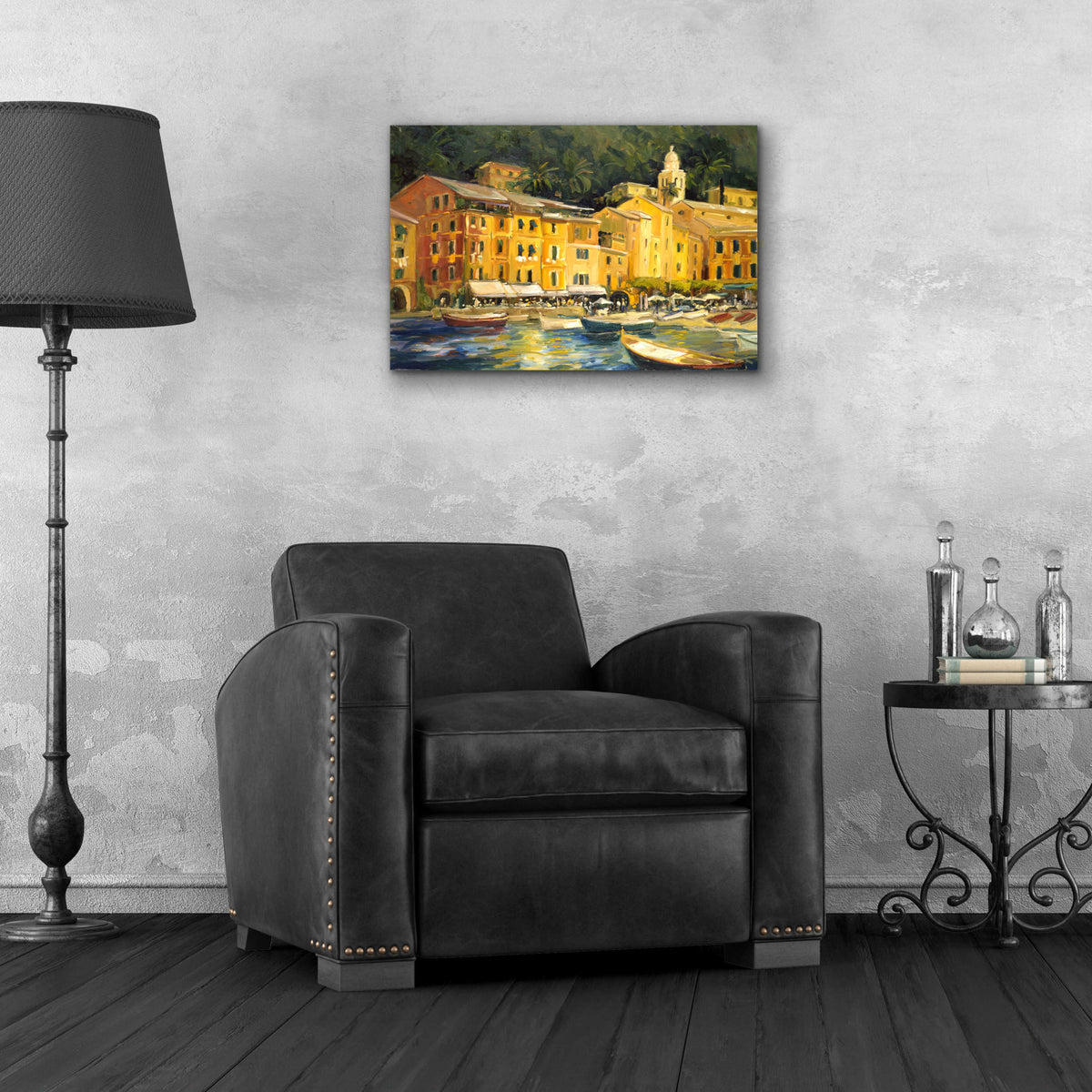 Lake Como Hotel by Allayn Stevens - 24x16 acrylic wall art in a room