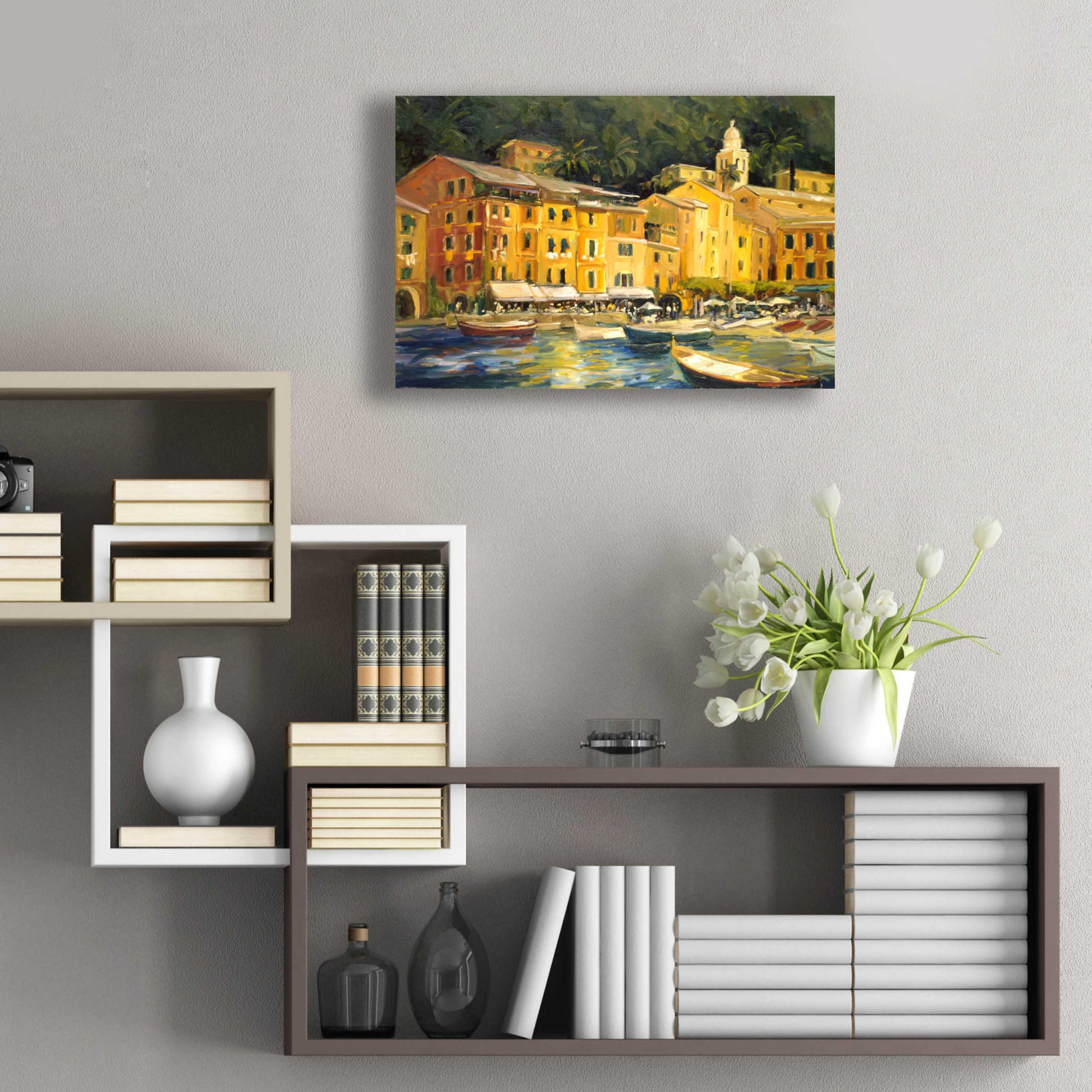 Epic Art 'Lake Como Hotel' by Allayn Stevens, Acrylic Glass Wall Art,24x16