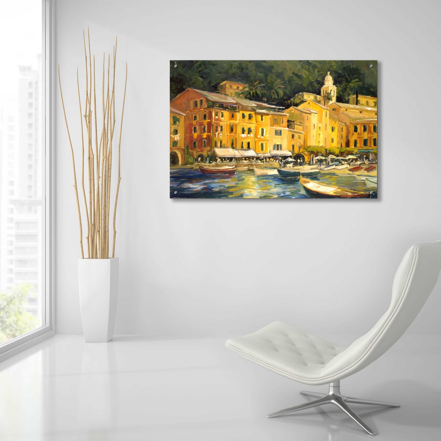 Epic Art 'Lake Como Hotel' by Allayn Stevens, Acrylic Glass Wall Art,36x24