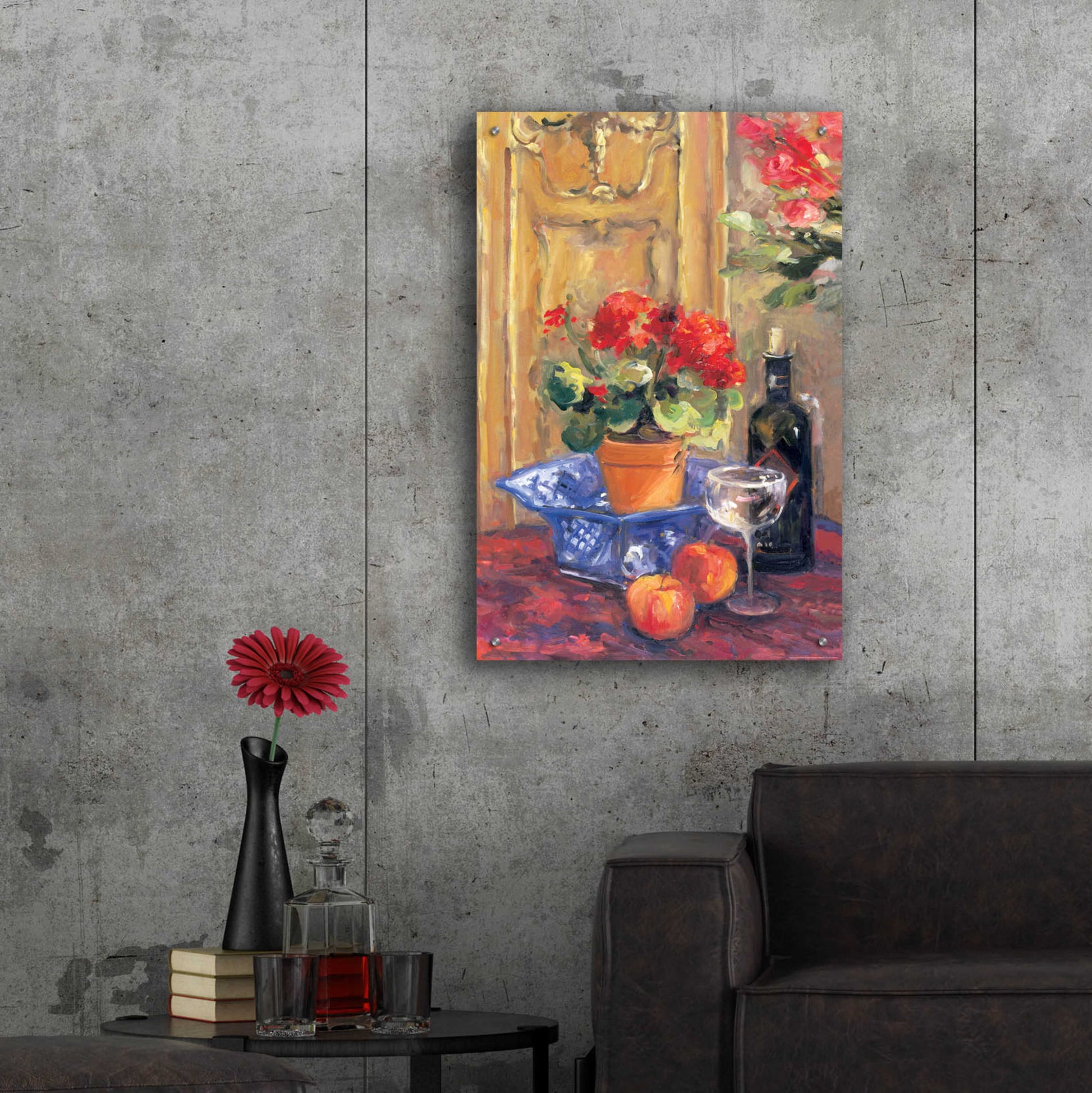Epic Art 'Red Flowers 2' by Allayn Stevens, Acrylic Glass Wall Art,24x36