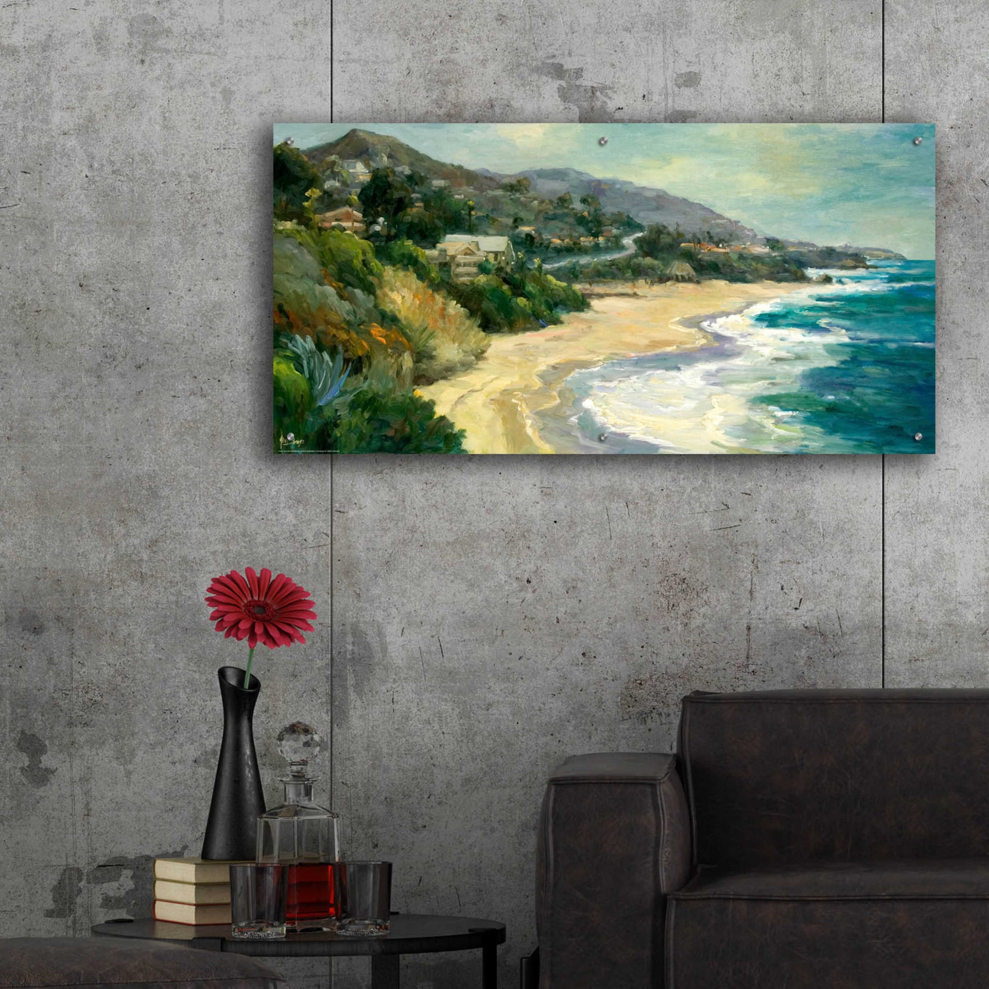 Epic Art 'Seaside Cove' by Allayn Stevens, Acrylic Glass Wall Art,48x24