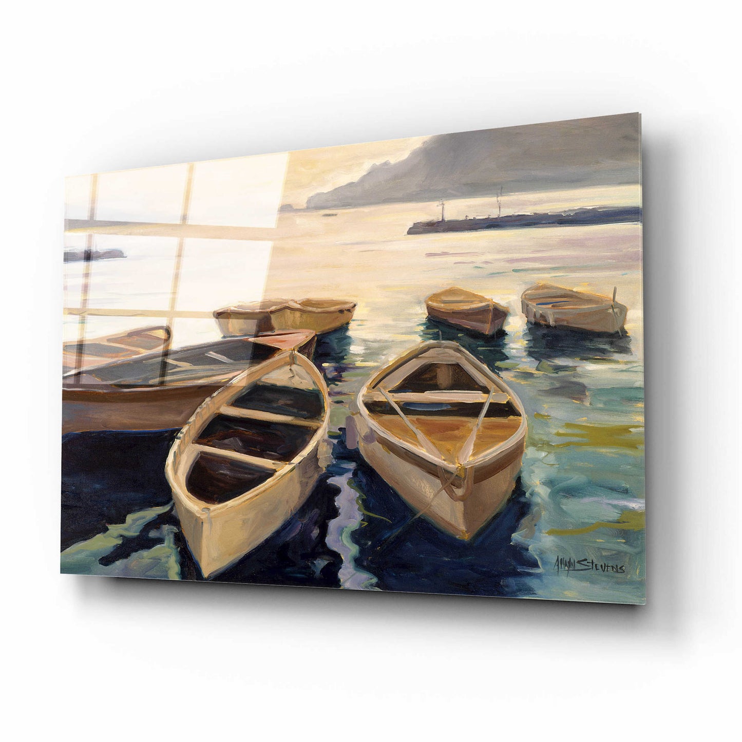 Epic Art 'Sunset Marina' by Allayn Stevens, Acrylic Glass Wall Art,16x12