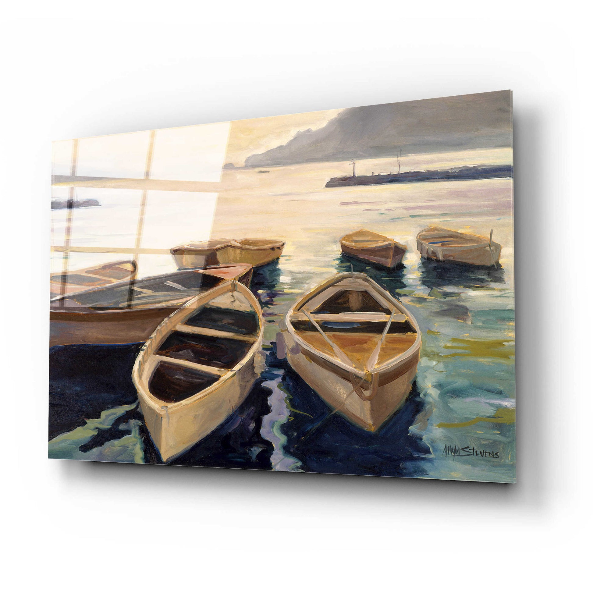 Epic Art 'Sunset Marina' by Allayn Stevens, Acrylic Glass Wall Art,24x16