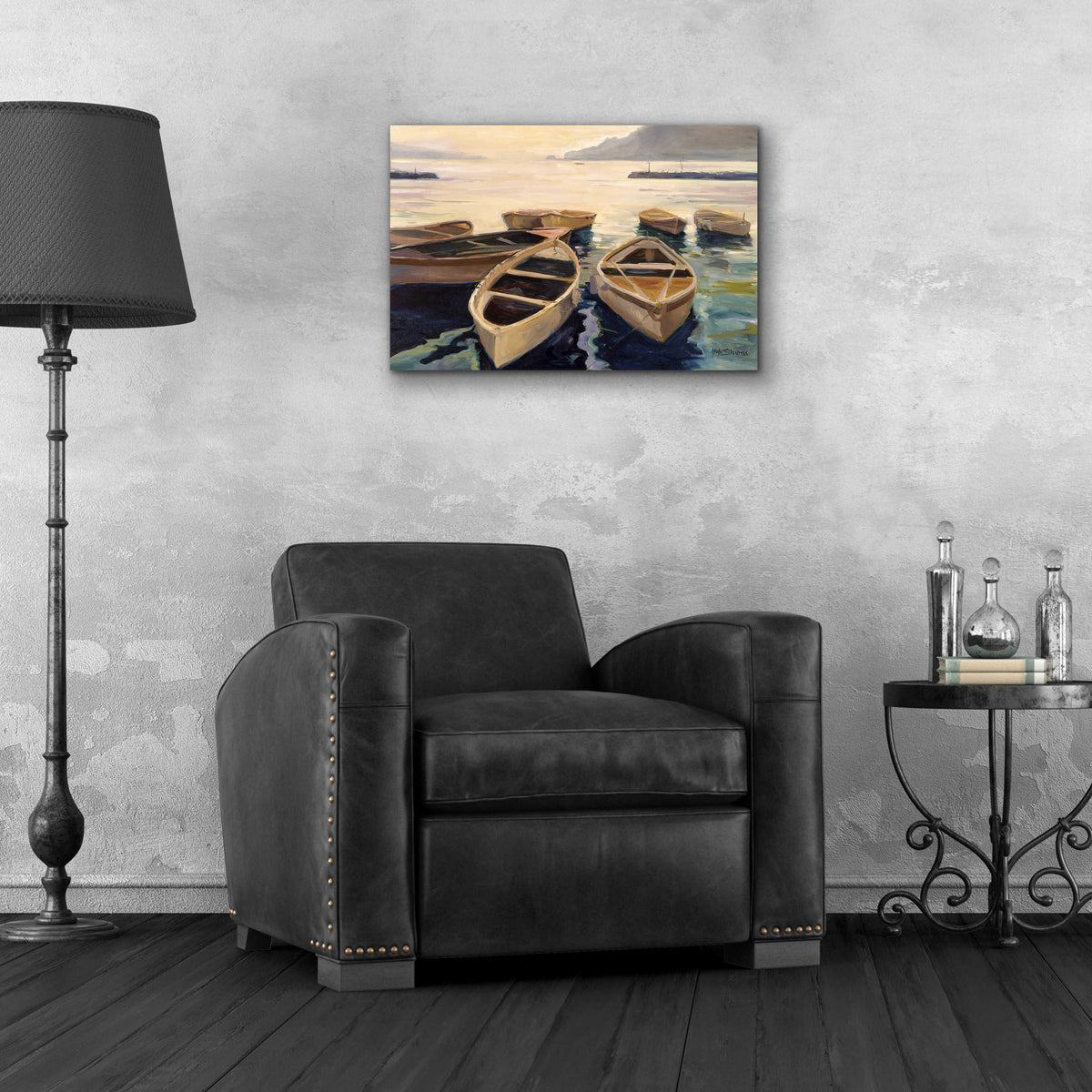 Sunset Marina by Allayn Stevens - 24x16 acrylic wall art in a room