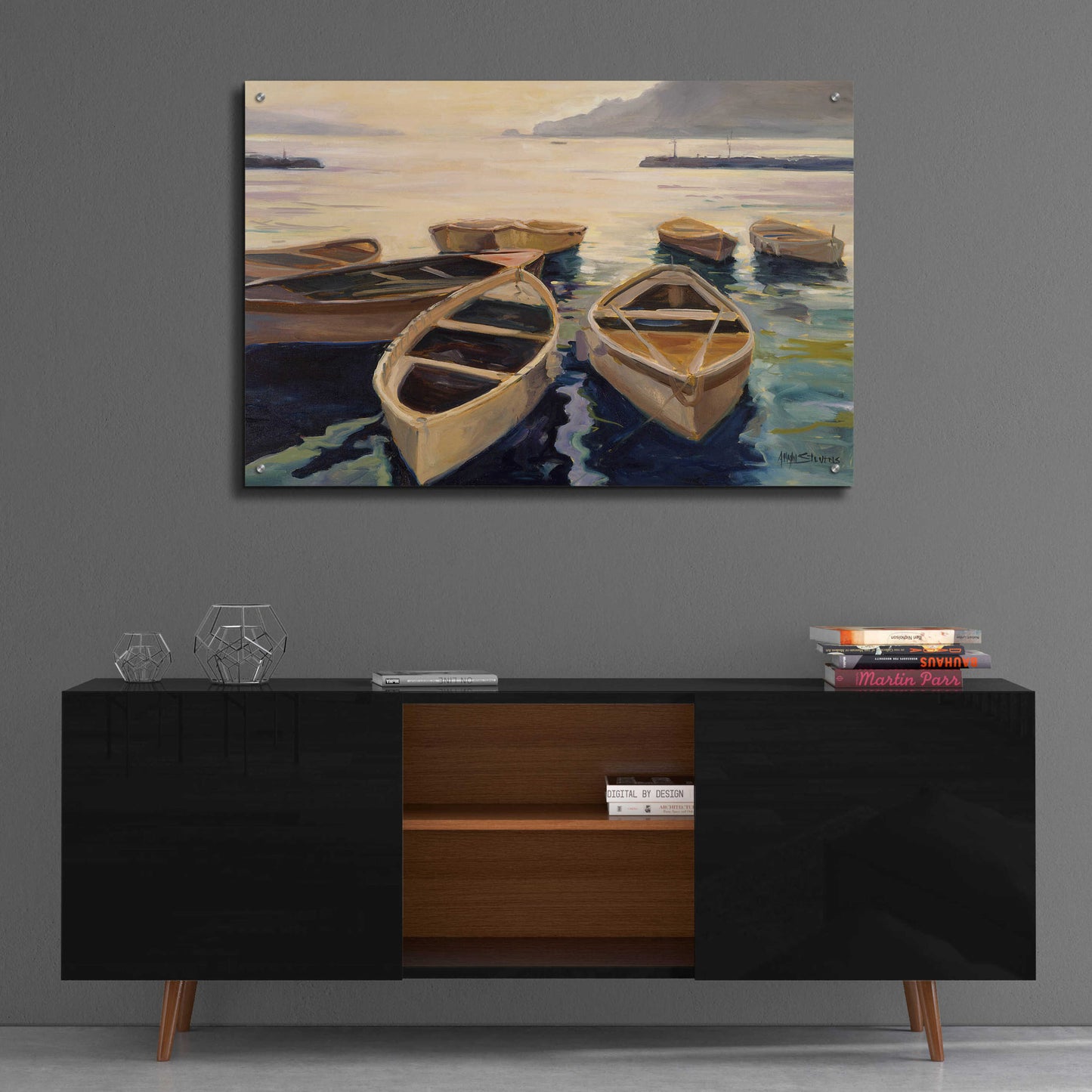 Epic Art 'Sunset Marina' by Allayn Stevens, Acrylic Glass Wall Art,36x24