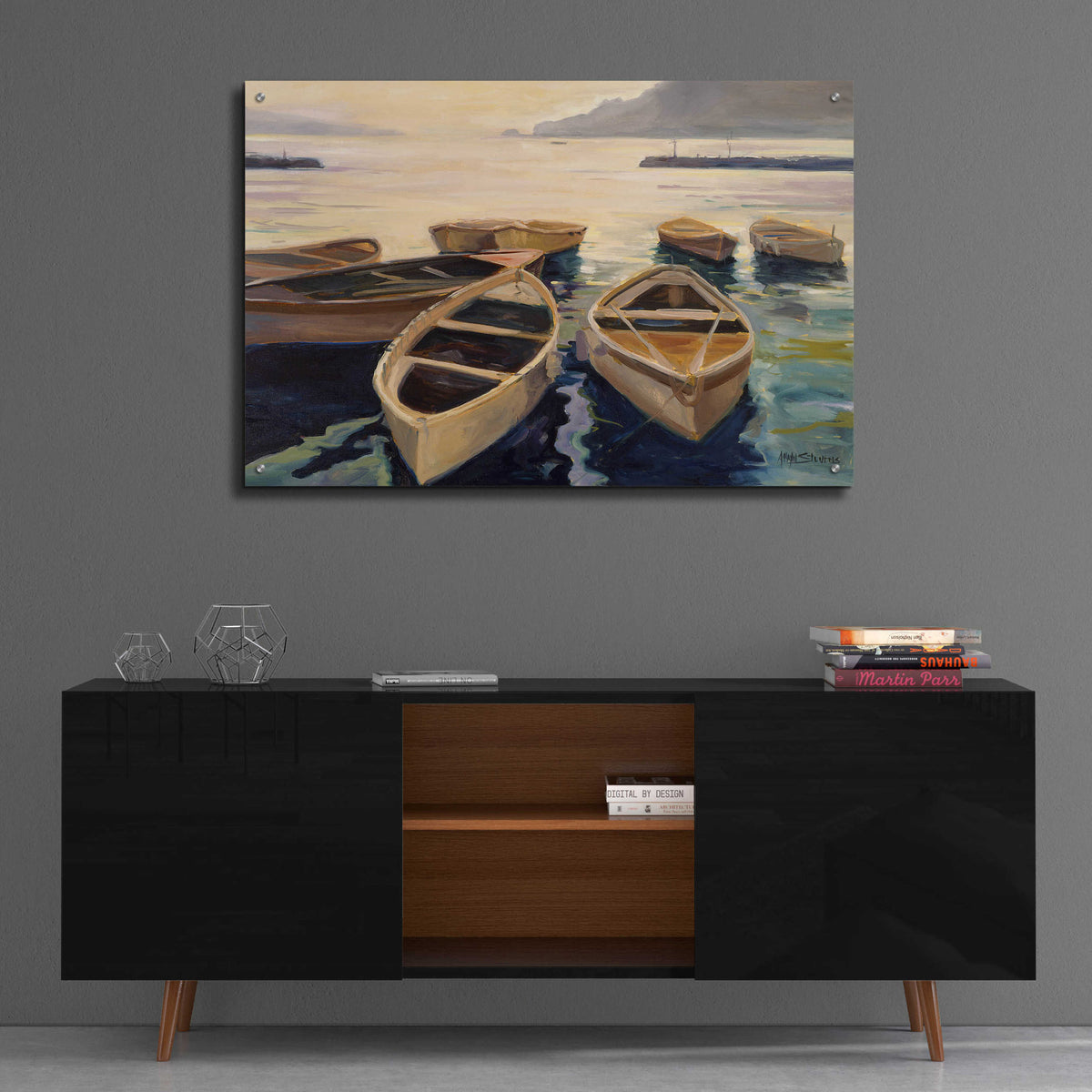 Sunset Marina by Allayn Stevens - 36x24 acrylic wall art in a room