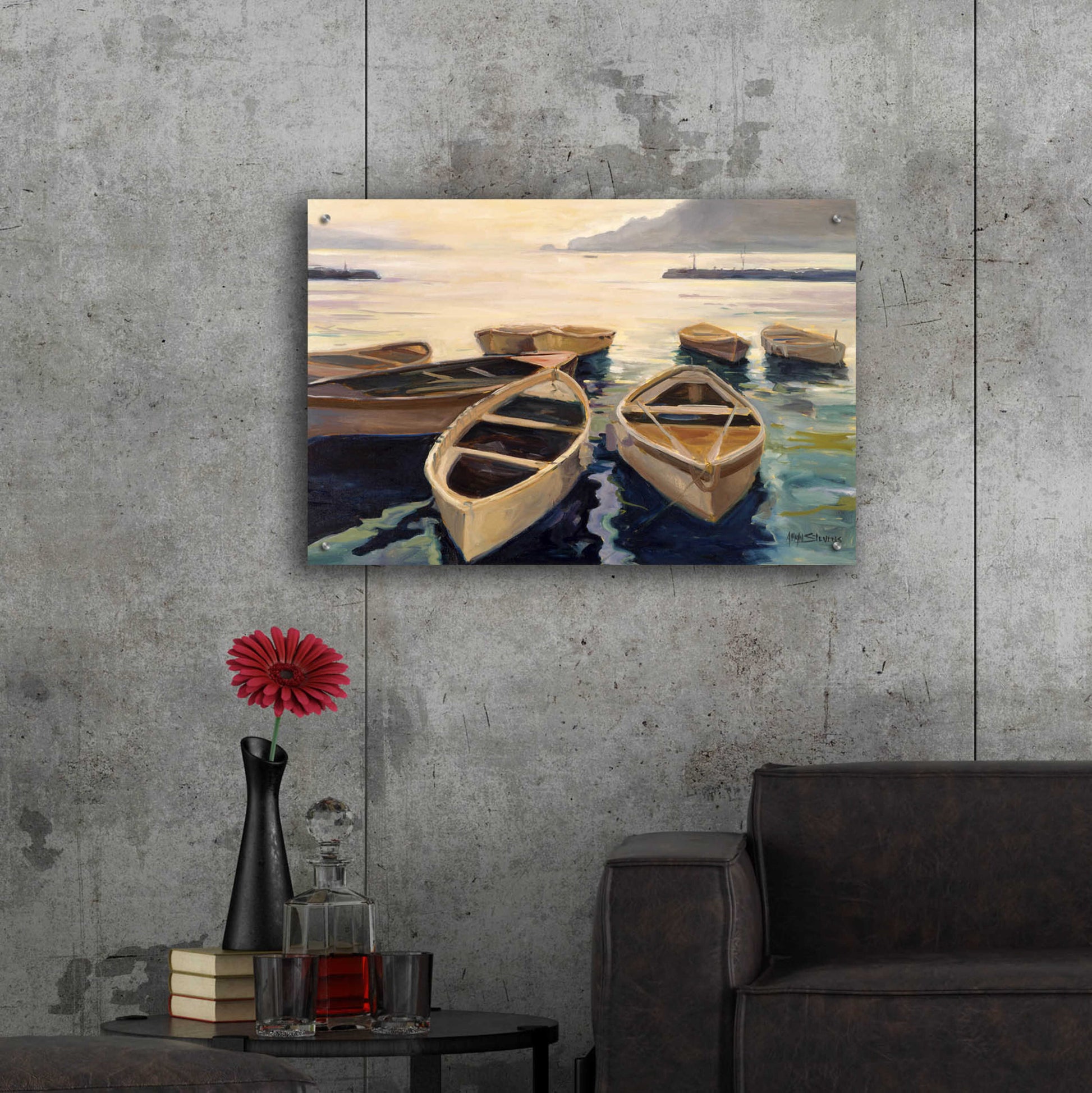 Epic Art 'Sunset Marina' by Allayn Stevens, Acrylic Glass Wall Art,36x24