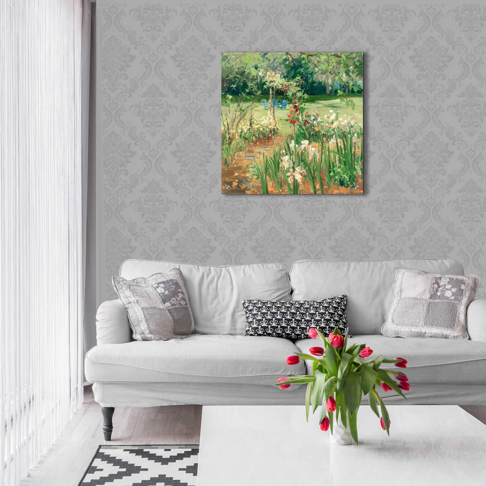 Epic Art 'Iris Garden' by Allayn Stevens, Acrylic Glass Wall Art,24x24