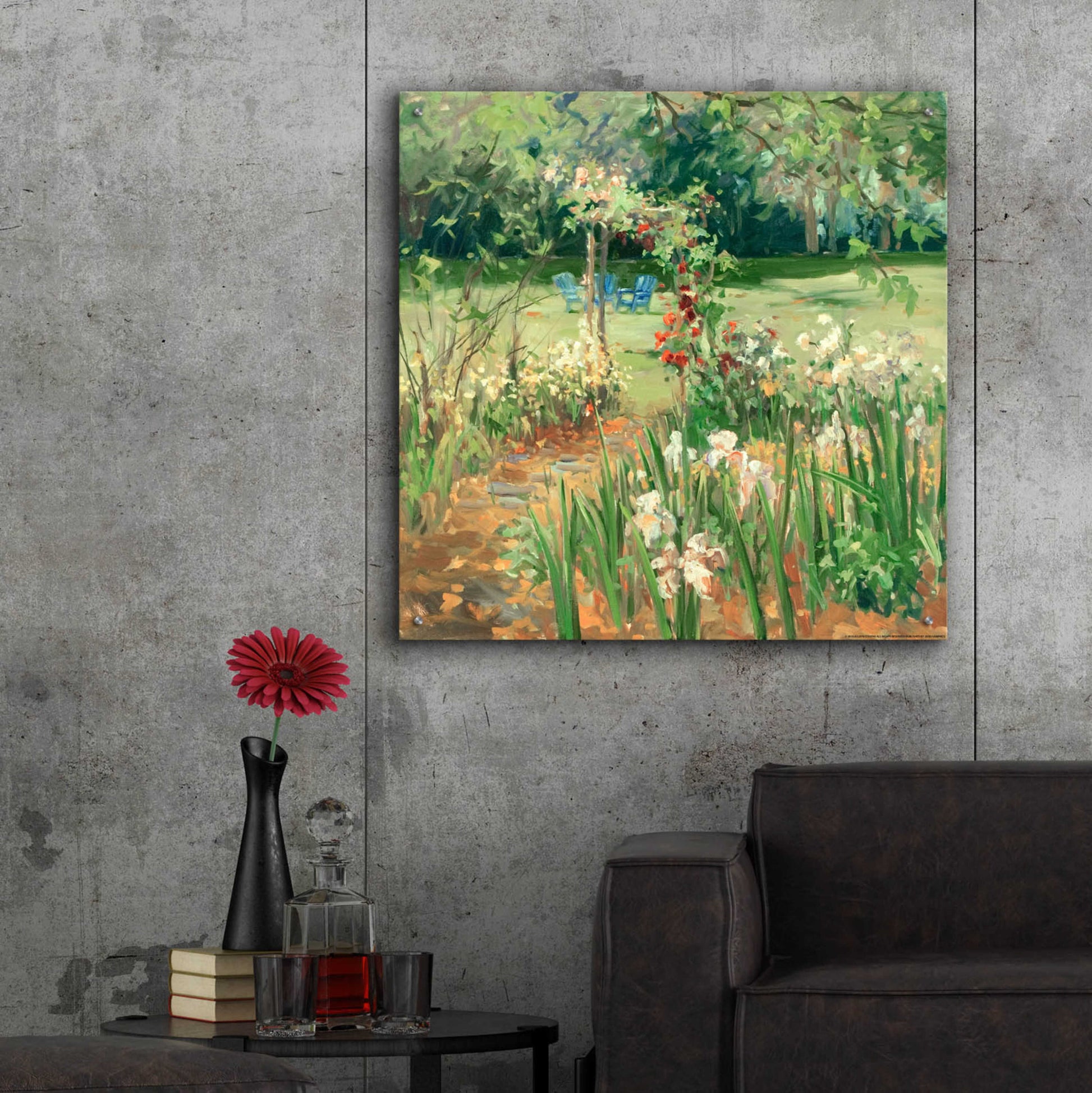 Epic Art 'Iris Garden' by Allayn Stevens, Acrylic Glass Wall Art,36x36