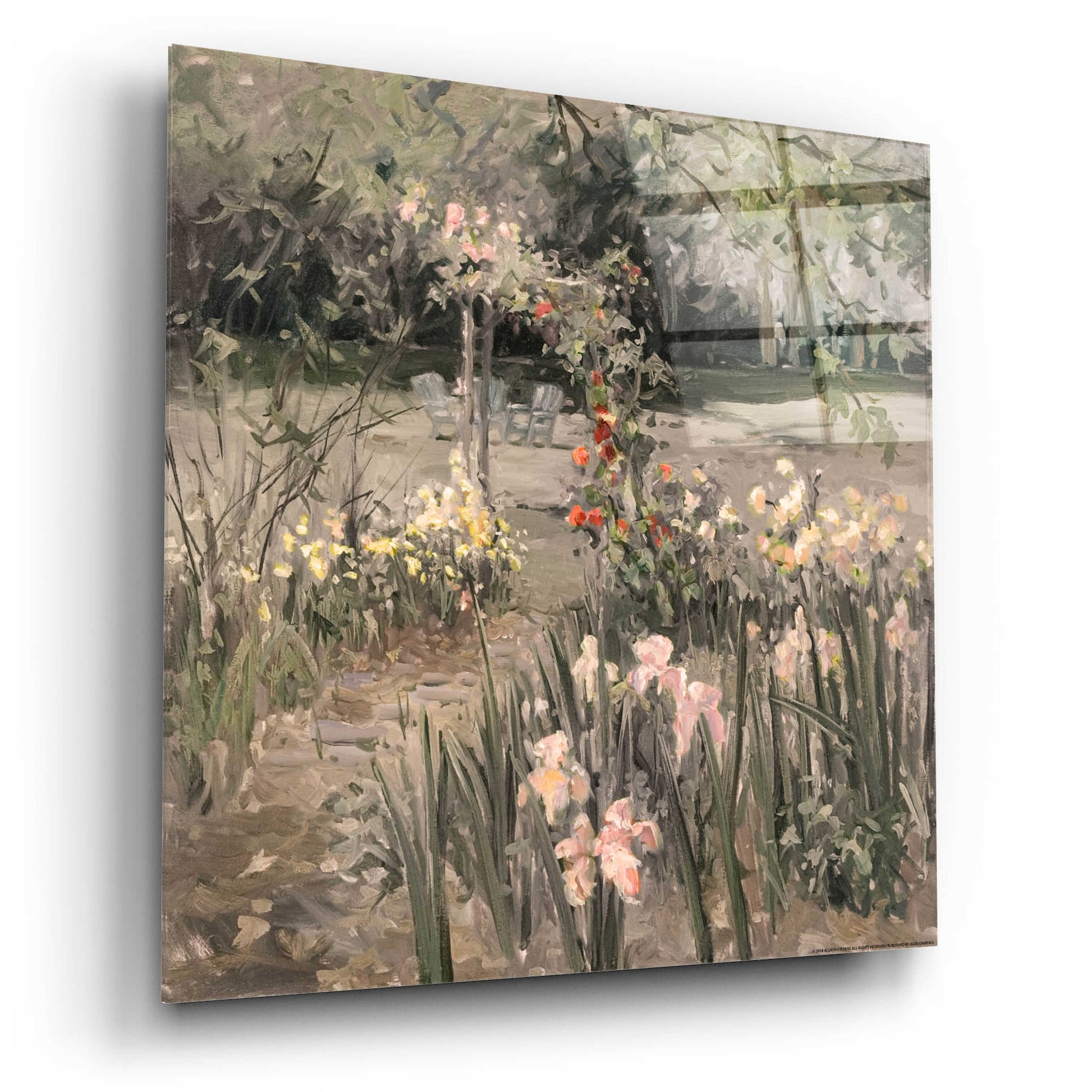 Epic Art 'Iris Garden BW' by Allayn Stevens, Acrylic Glass Wall Art,12x12