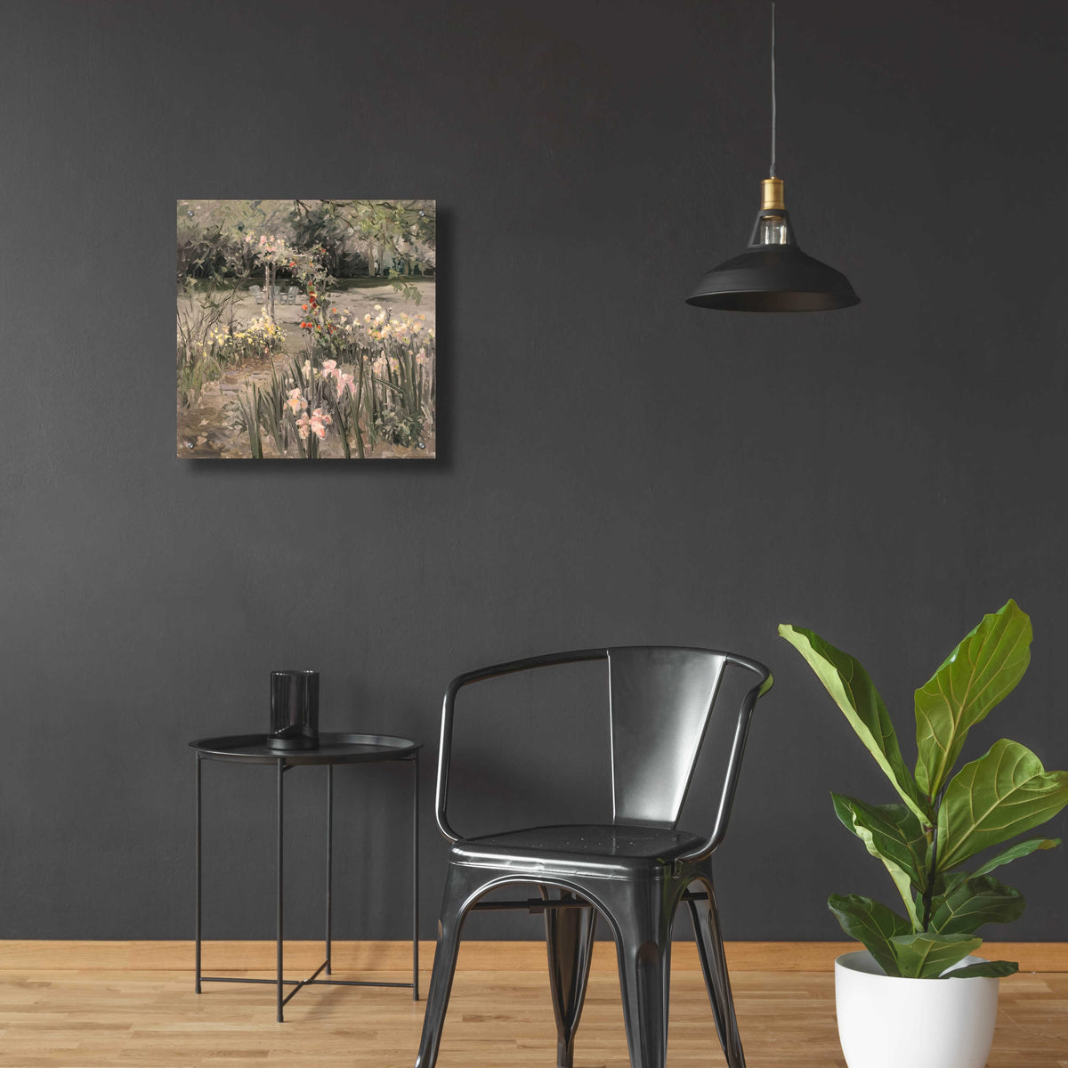 Iris Garden BW by Allayn Stevens - 24x24 acrylic wall art in a room