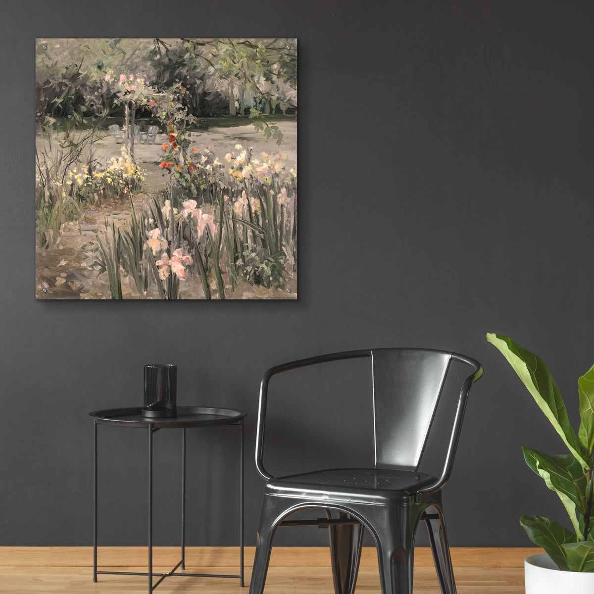 Iris Garden BW by Allayn Stevens - 36x36 acrylic wall art in a room
