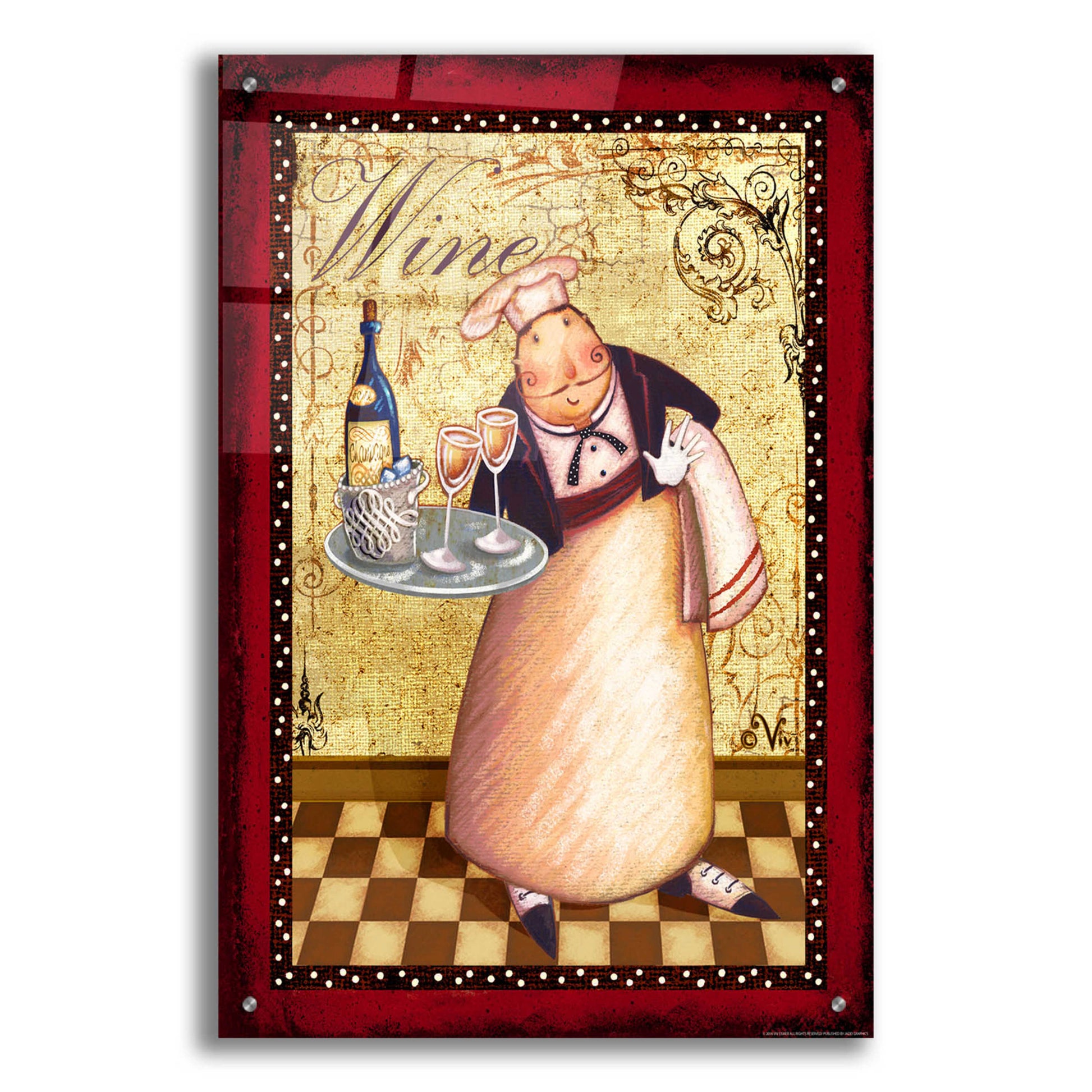 Epic Art 'Chef 4 Wine' by Viv Eisner, Acrylic Glass Wall Art,24x36