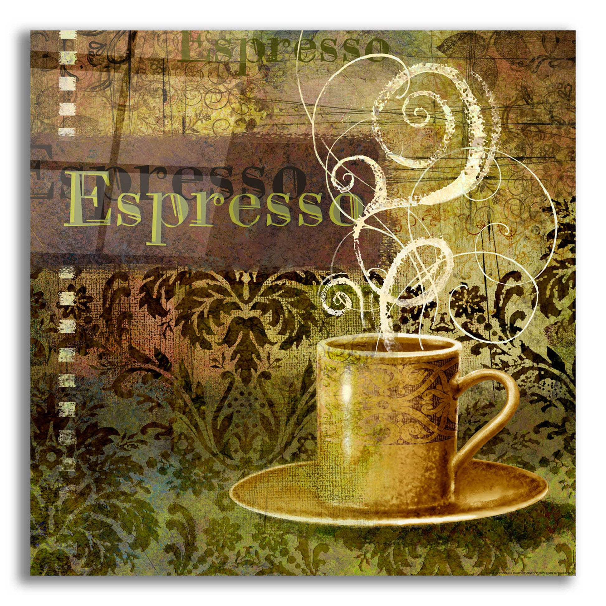 Epic Art 'Coffee 3 Espresso' by Viv Eisner, Acrylic Glass Wall Art,12x12