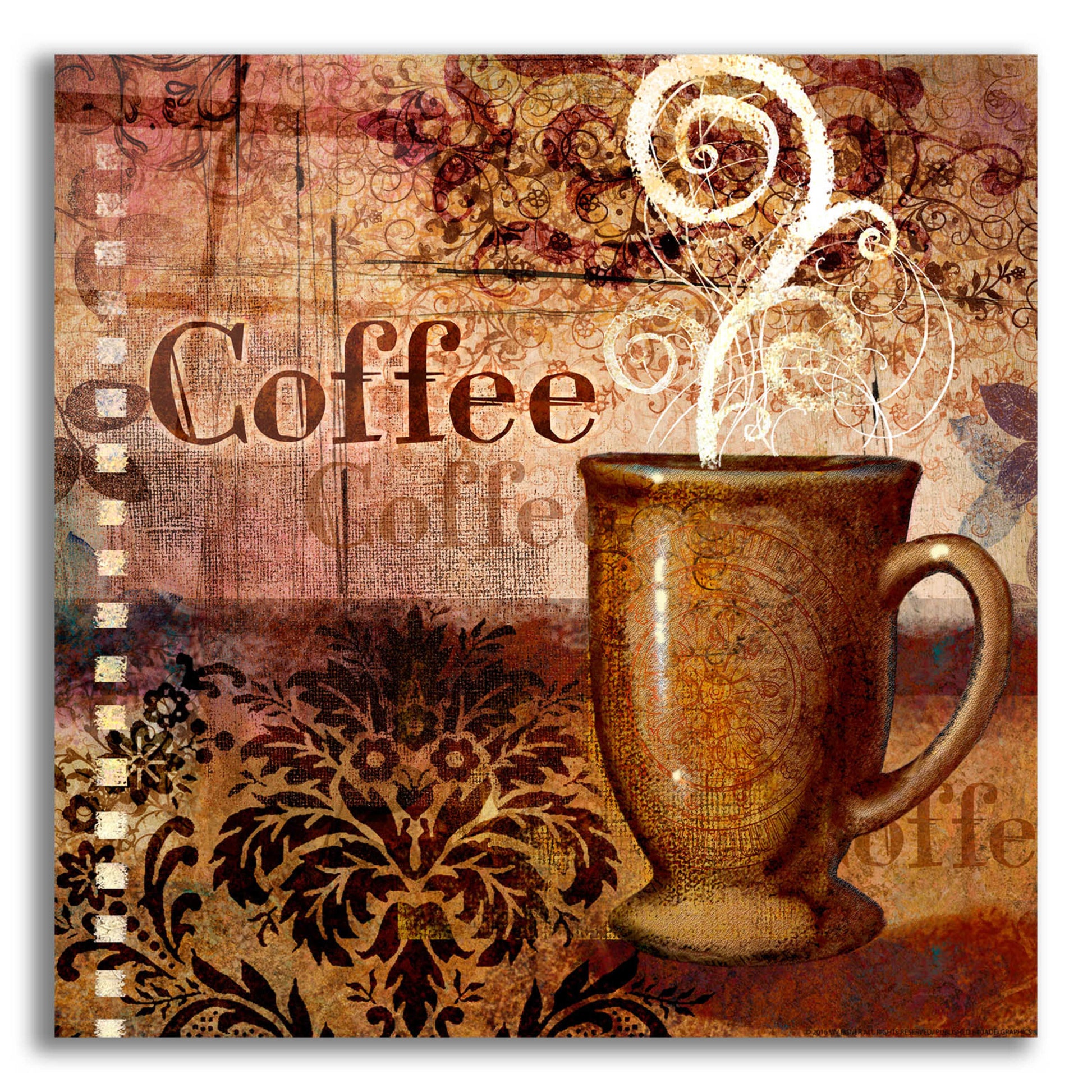 Epic Art 'Coffee 4 Coffee' by Viv Eisner, Acrylic Glass Wall Art,12x12