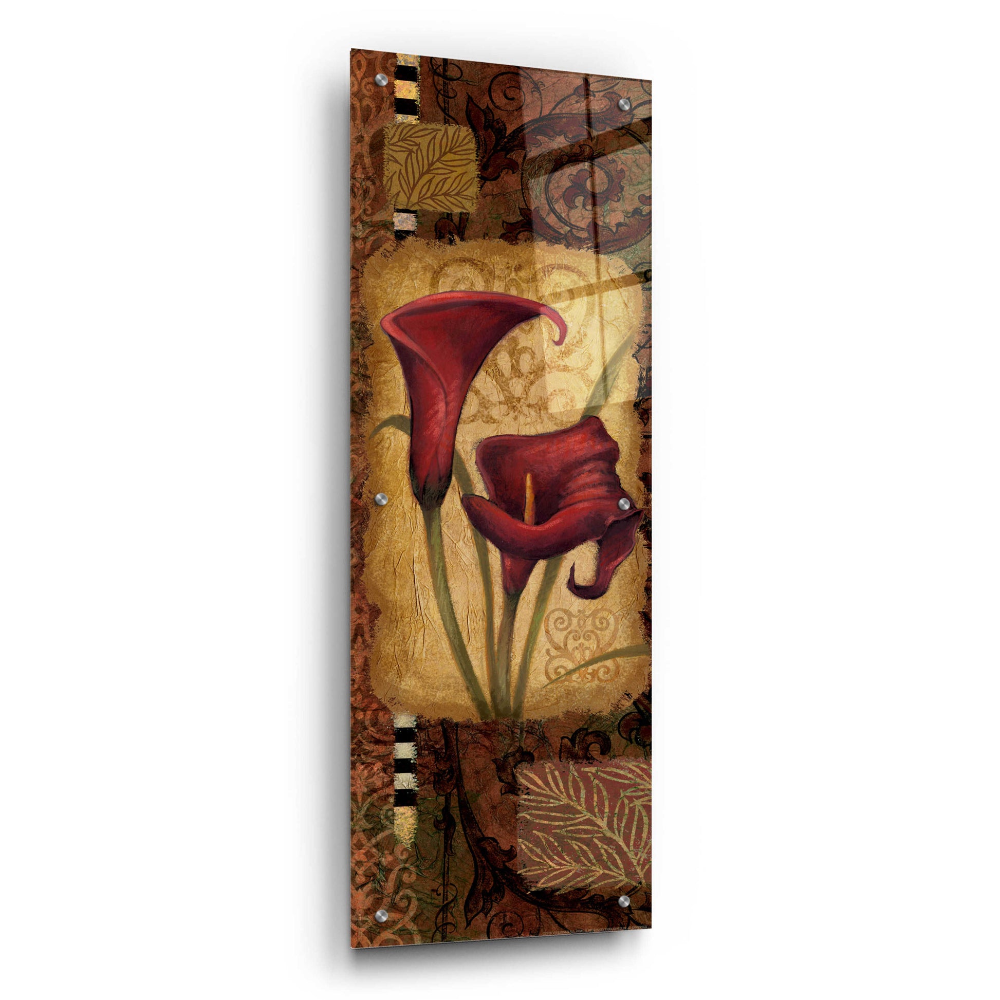 Epic Art 'Red Lily One' by Viv Eisner, Acrylic Glass Wall Art,12x36