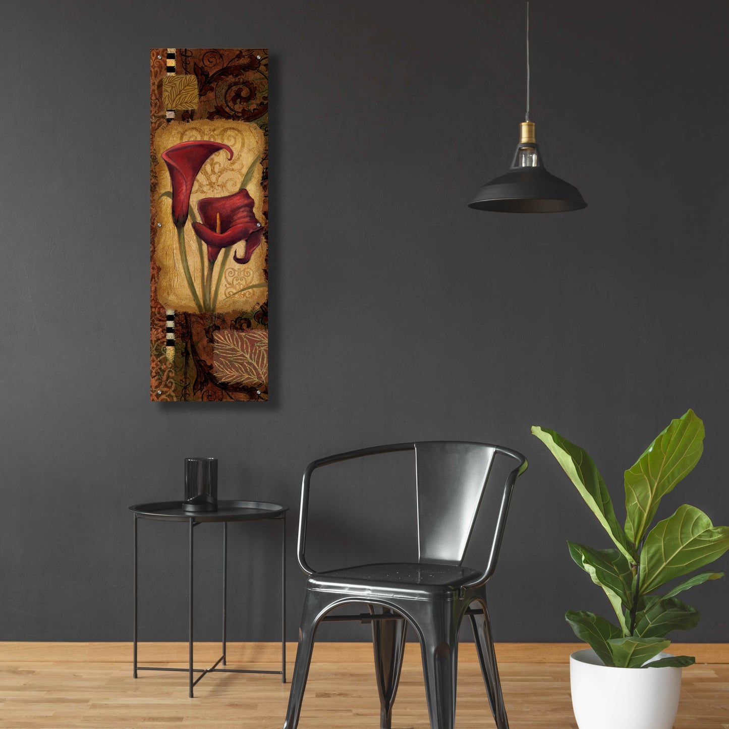 Epic Art 'Red Lily One' by Viv Eisner, Acrylic Glass Wall Art,16x48