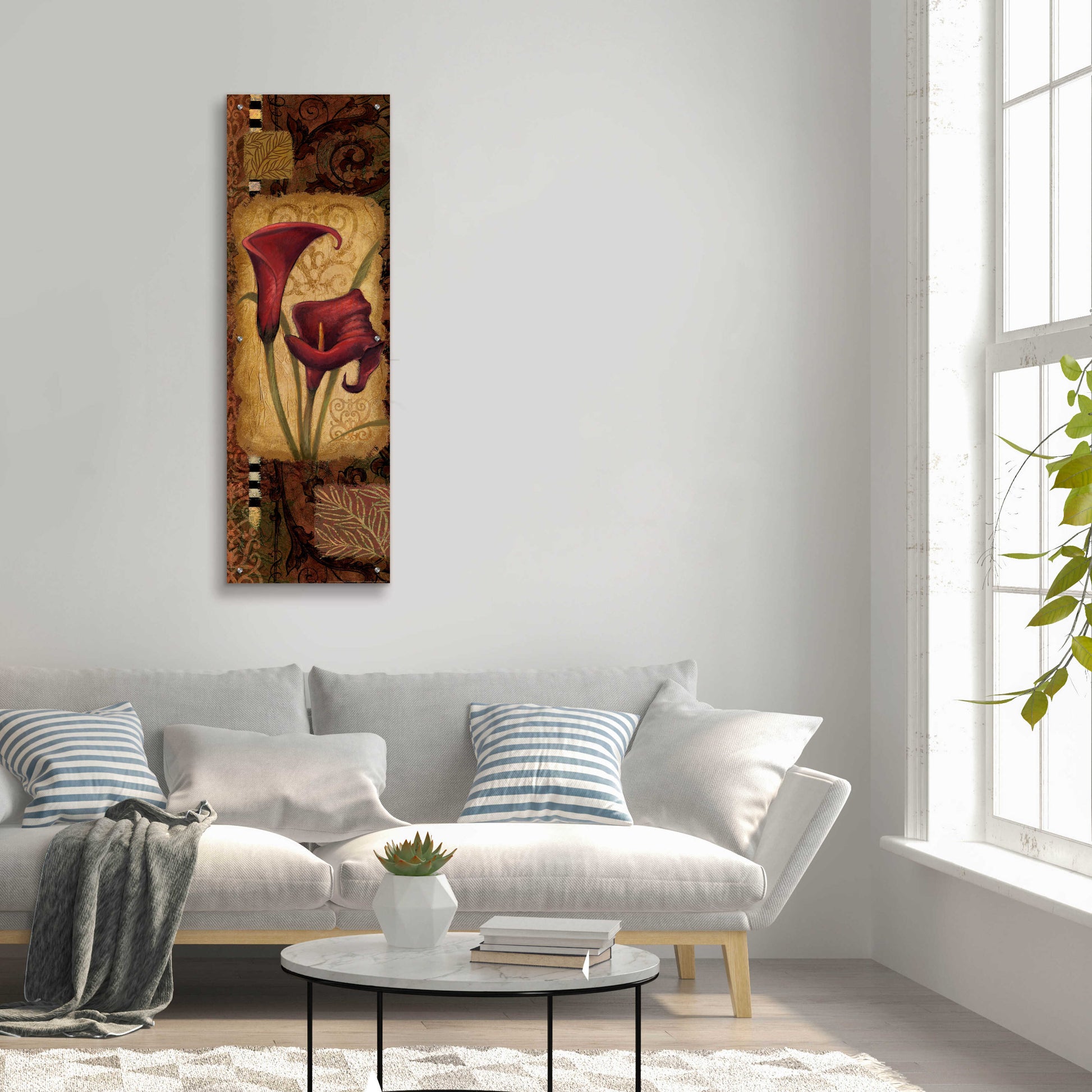 Epic Art 'Red Lily One' by Viv Eisner, Acrylic Glass Wall Art,16x48