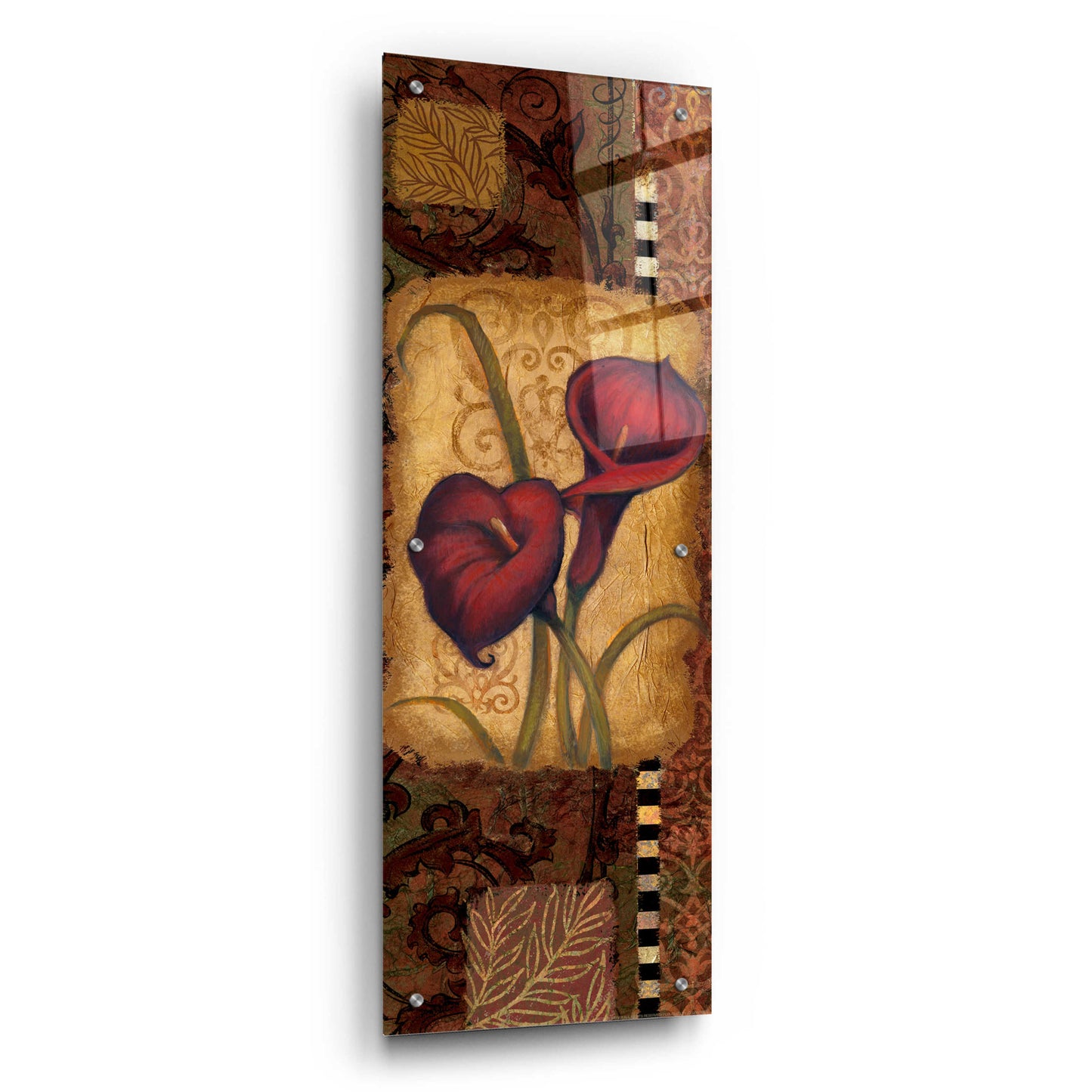 Epic Art 'Red Lily Two' by Viv Eisner, Acrylic Glass Wall Art,12x36