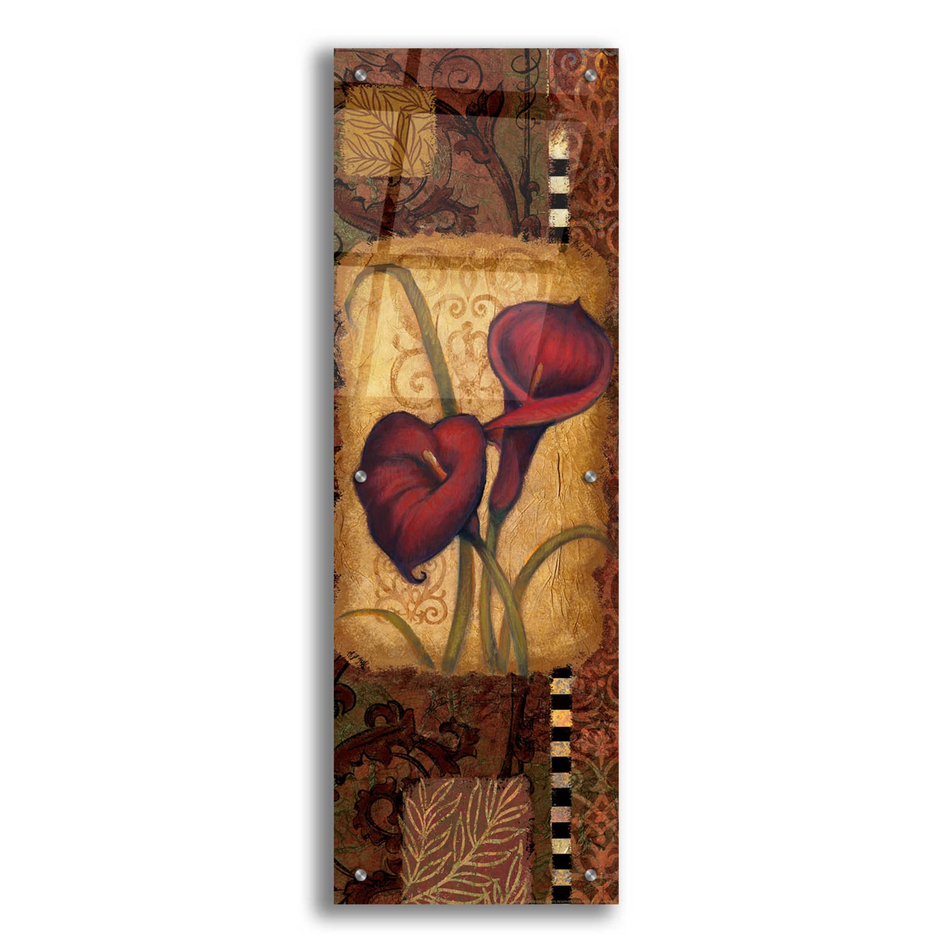 Epic Art 'Red Lily Two' by Viv Eisner, Acrylic Glass Wall Art,12x36