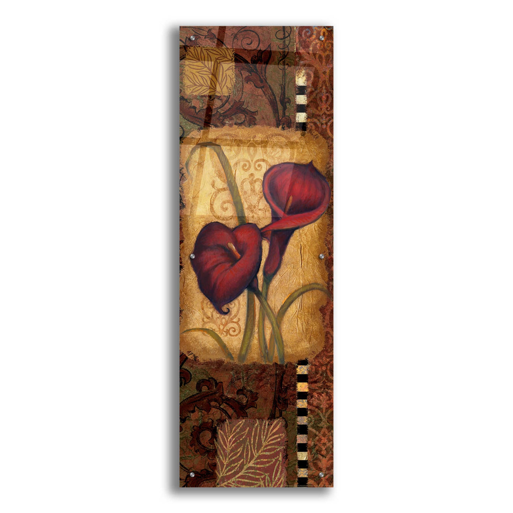 Epic Art 'Red Lily Two' by Viv Eisner, Acrylic Glass Wall Art,16x48