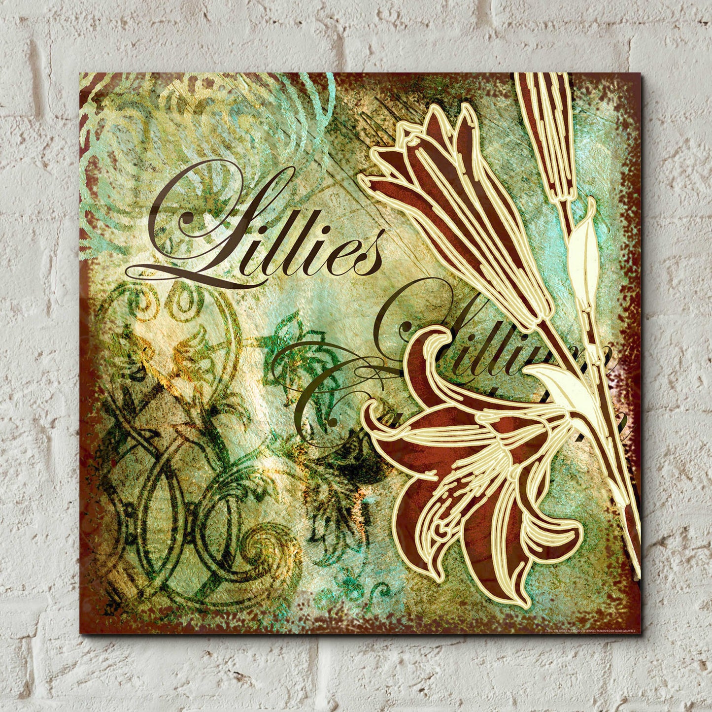 Epic Art 'Lilies 1' by Viv Eisner, Acrylic Glass Wall Art,12x12