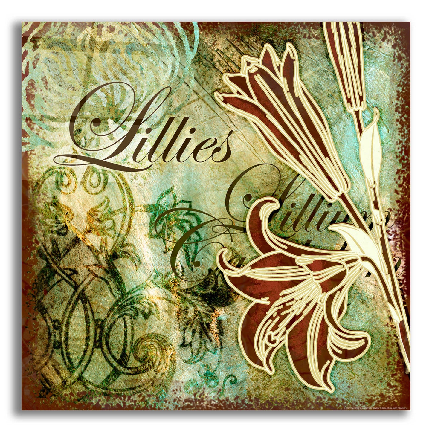 Epic Art 'Lilies 1' by Viv Eisner, Acrylic Glass Wall Art,12x12