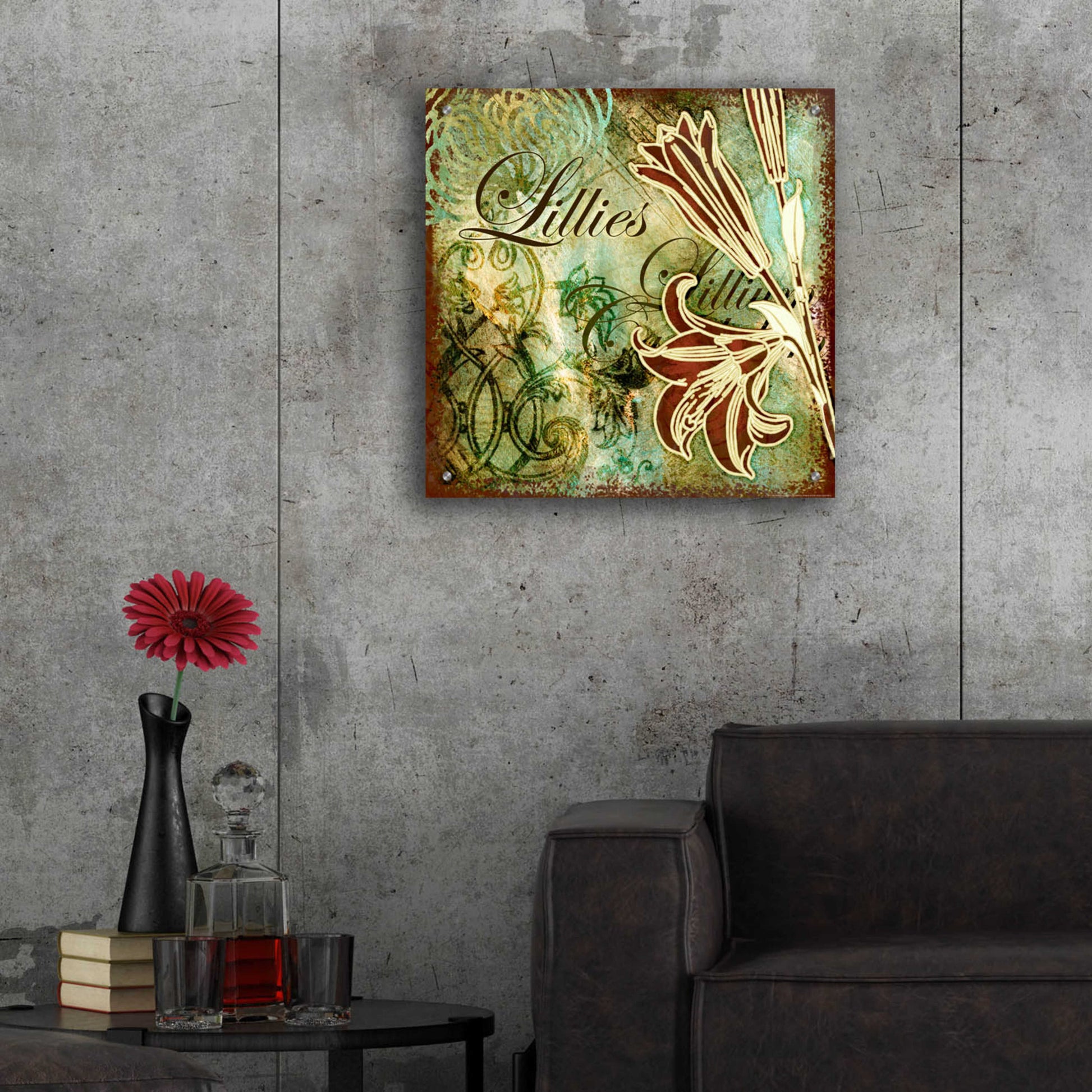 Epic Art 'Lilies 1' by Viv Eisner, Acrylic Glass Wall Art,24x24