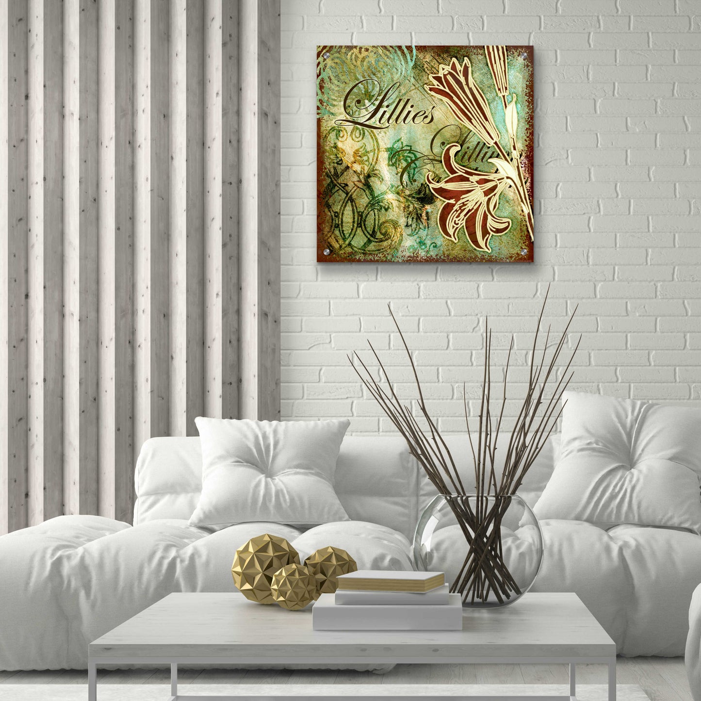 Epic Art 'Lilies 1' by Viv Eisner, Acrylic Glass Wall Art,24x24