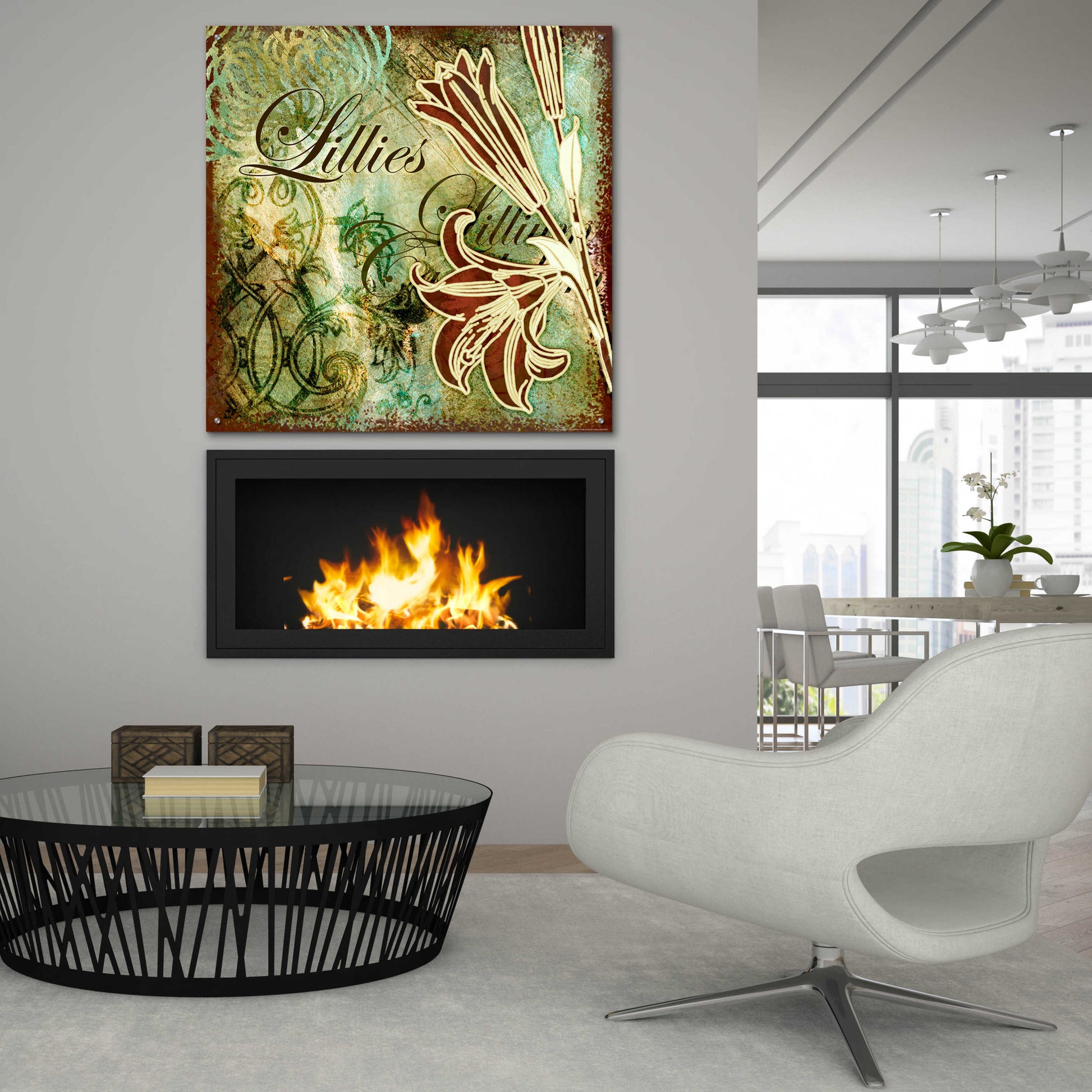 Epic Art 'Lilies 1' by Viv Eisner, Acrylic Glass Wall Art,36x36