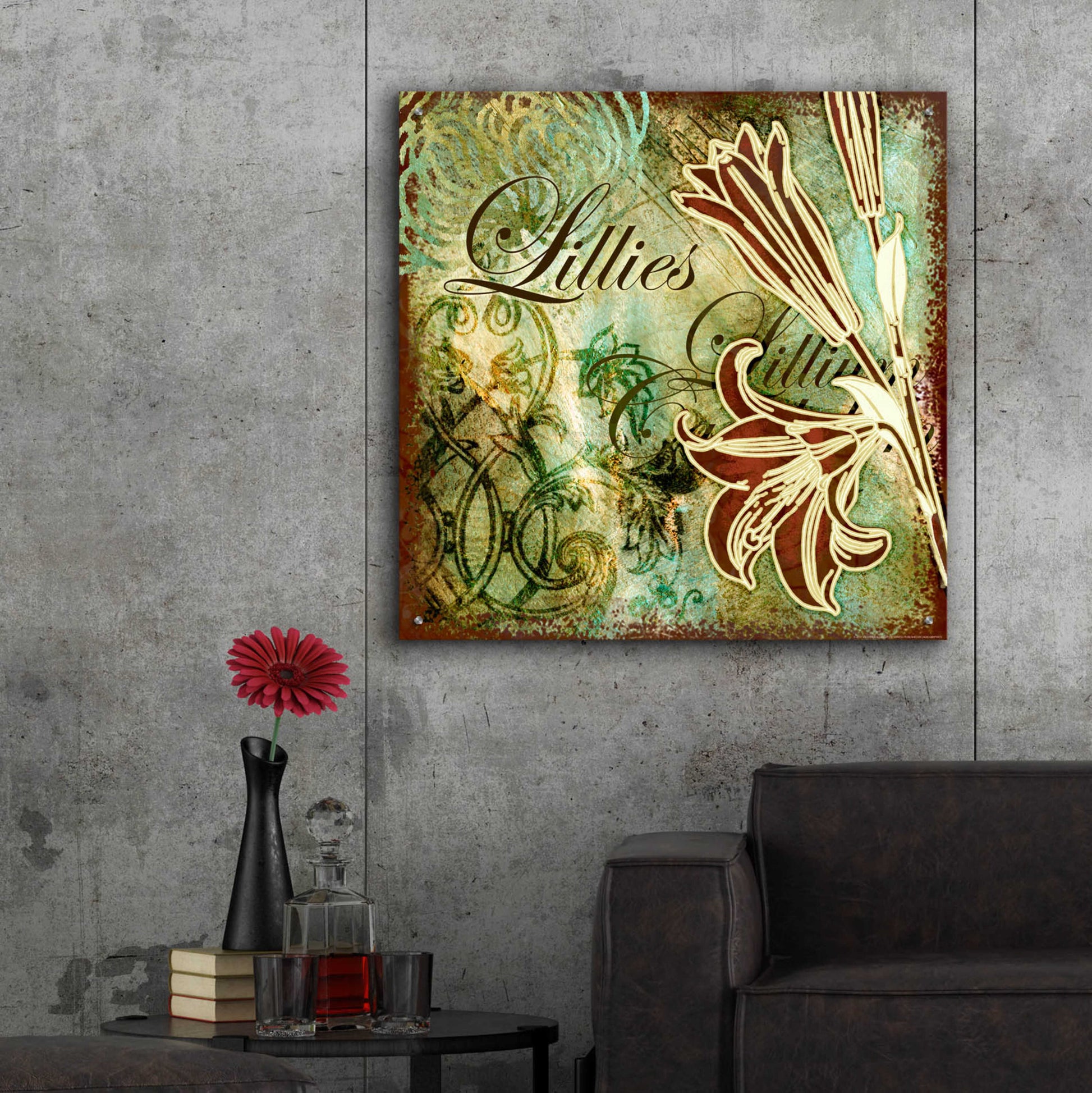 Epic Art 'Lilies 1' by Viv Eisner, Acrylic Glass Wall Art,36x36