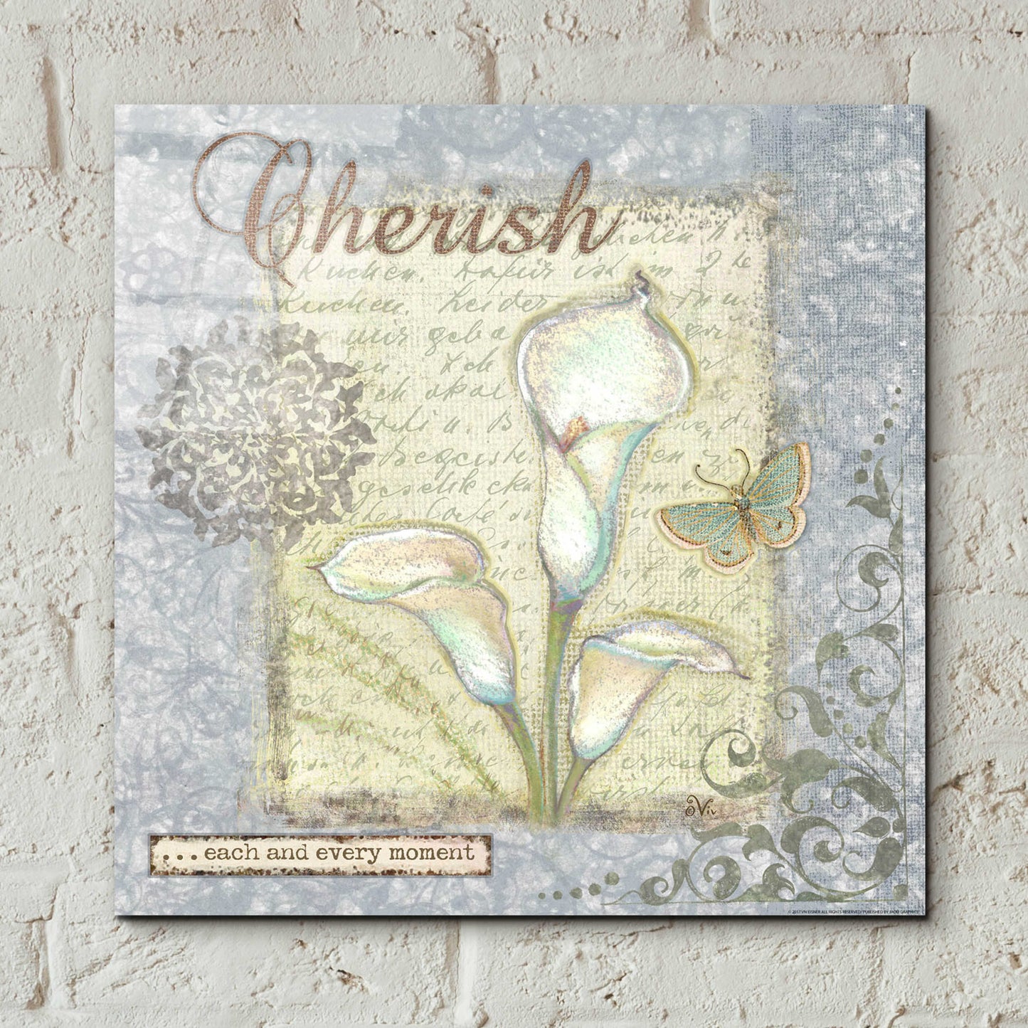 Epic Art 'Word 2 Cherish' by Viv Eisner, Acrylic Glass Wall Art,12x12