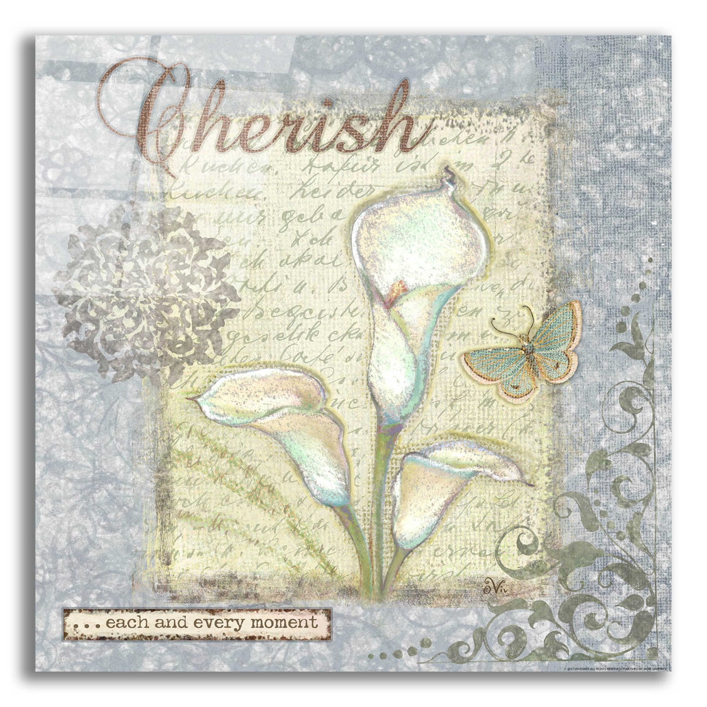 Epic Art 'Word 2 Cherish' by Viv Eisner, Acrylic Glass Wall Art,12x12