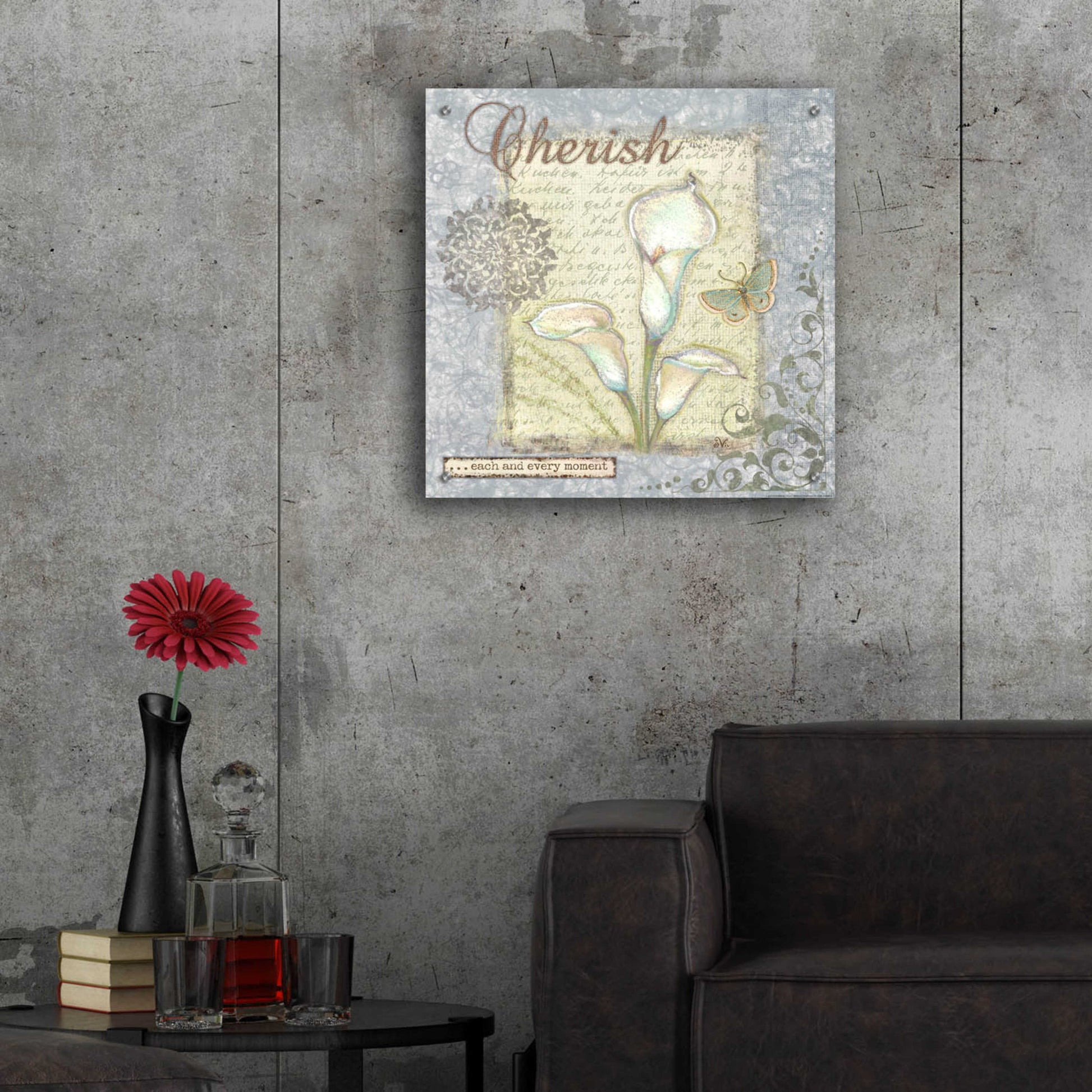 Epic Art 'Word 2 Cherish' by Viv Eisner, Acrylic Glass Wall Art,24x24