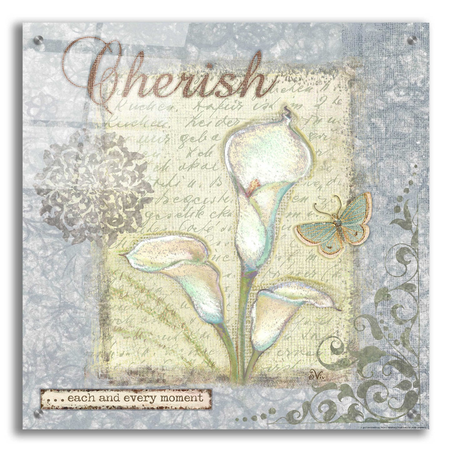 Epic Art 'Word 2 Cherish' by Viv Eisner, Acrylic Glass Wall Art,24x24