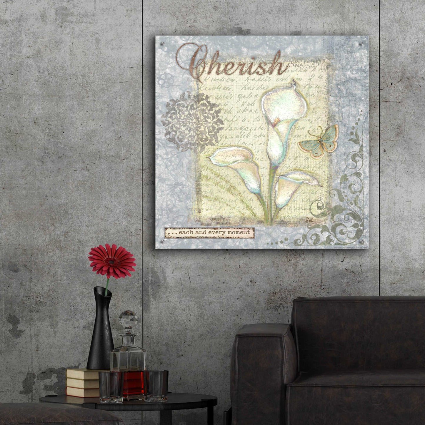 Epic Art 'Word 2 Cherish' by Viv Eisner, Acrylic Glass Wall Art,36x36