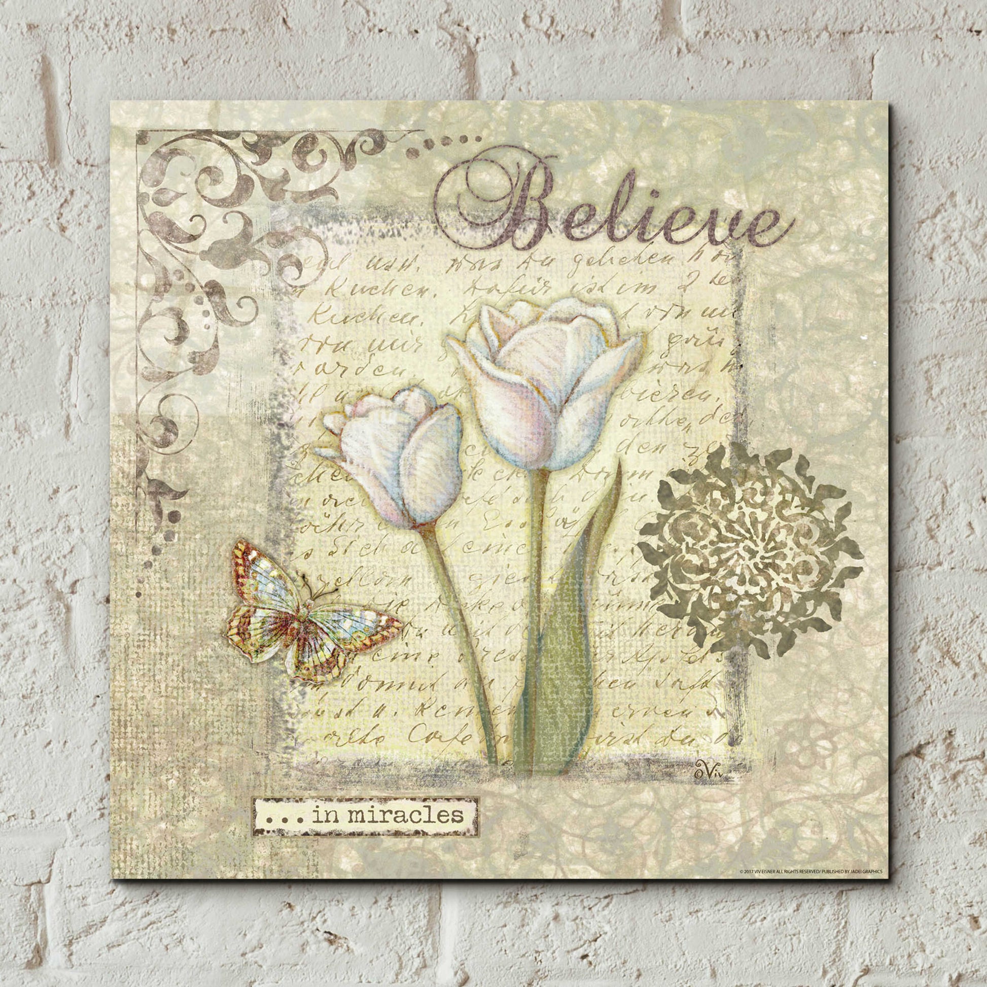 Epic Art 'Word 3 Believe' by Viv Eisner, Acrylic Glass Wall Art,12x12