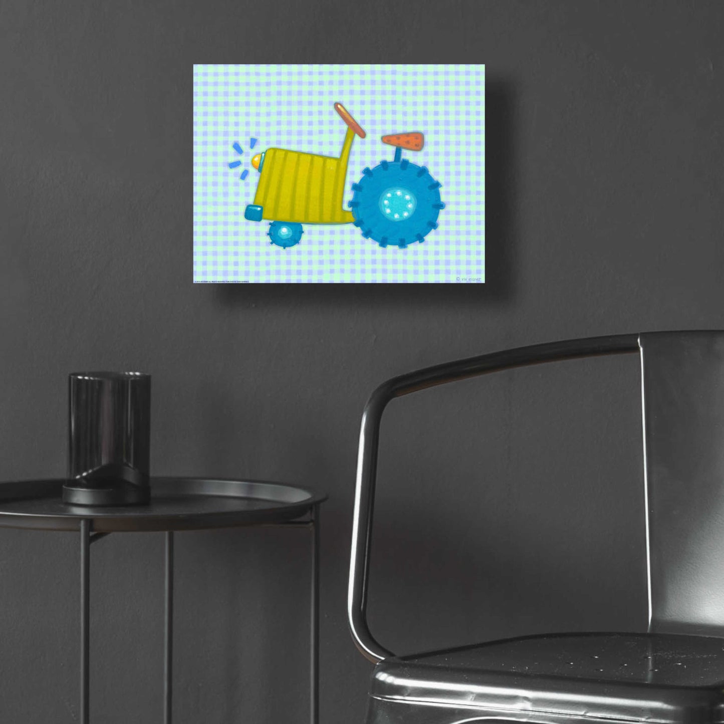 Epic Art 'Blue Tractor' by Viv Eisner, Acrylic Glass Wall Art,16x12