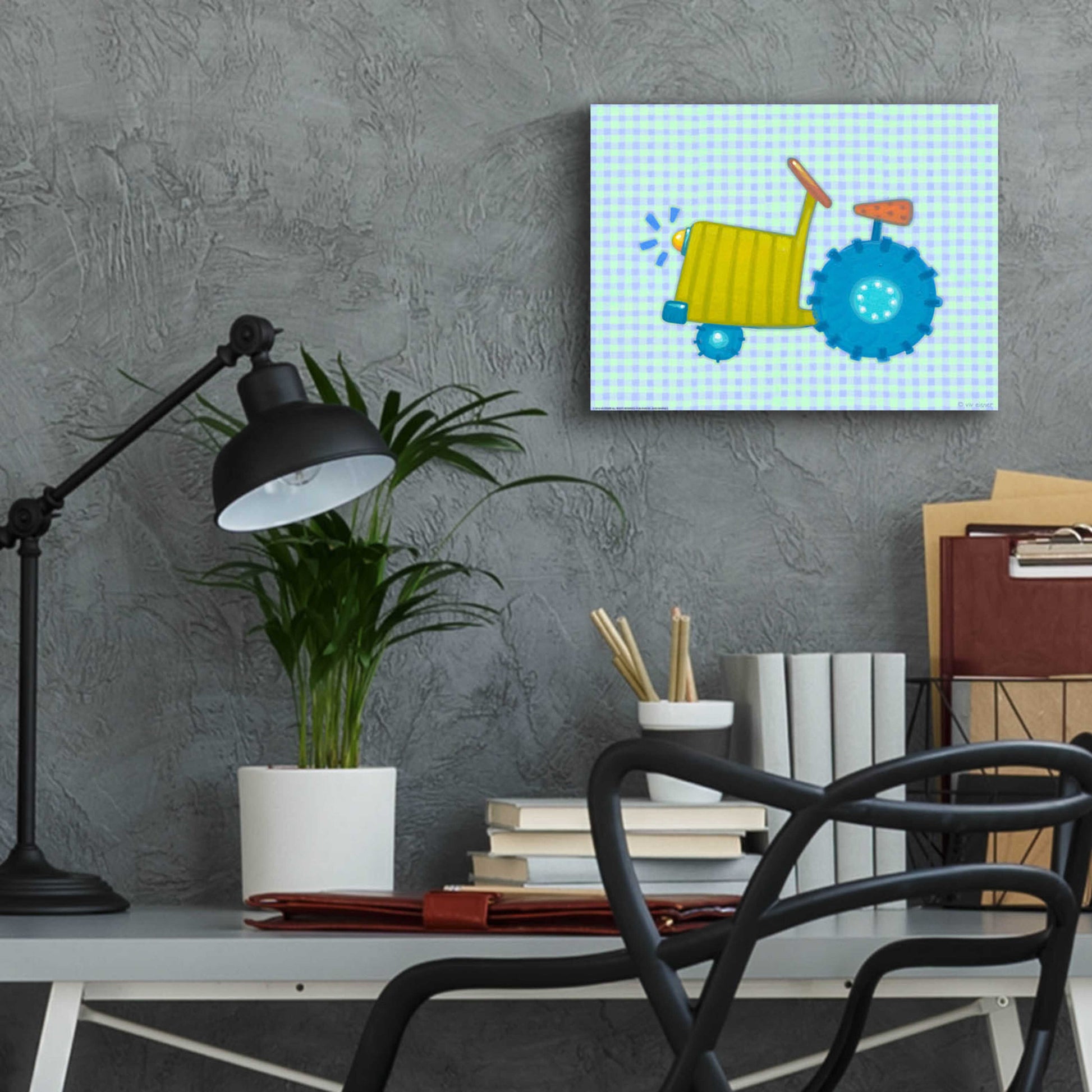 Epic Art 'Blue Tractor' by Viv Eisner, Acrylic Glass Wall Art,16x12