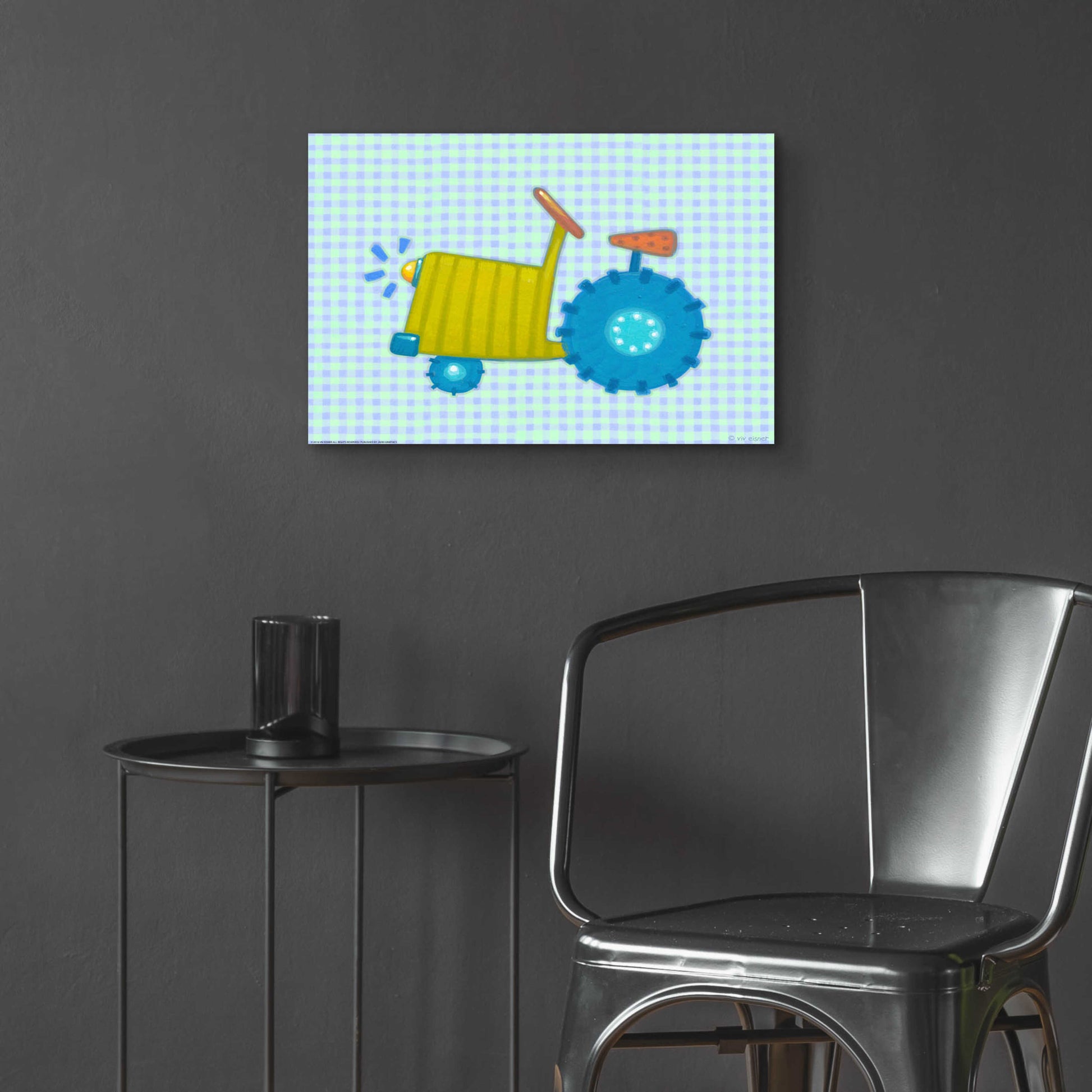 Epic Art 'Blue Tractor' by Viv Eisner, Acrylic Glass Wall Art,24x16