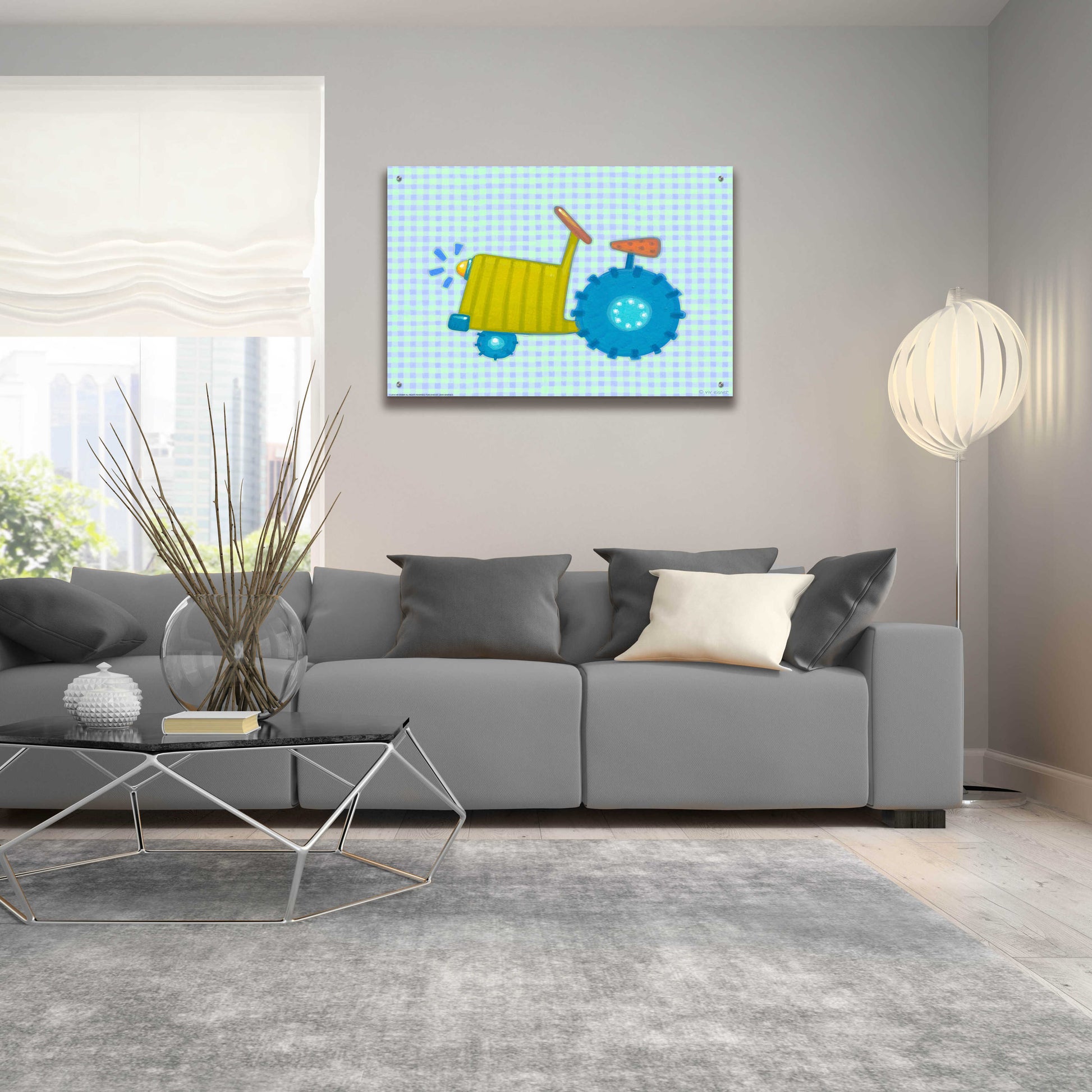 Epic Art 'Blue Tractor' by Viv Eisner, Acrylic Glass Wall Art,36x24