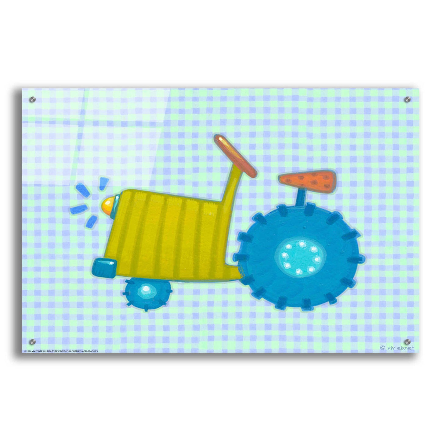 Epic Art 'Blue Tractor' by Viv Eisner, Acrylic Glass Wall Art,36x24