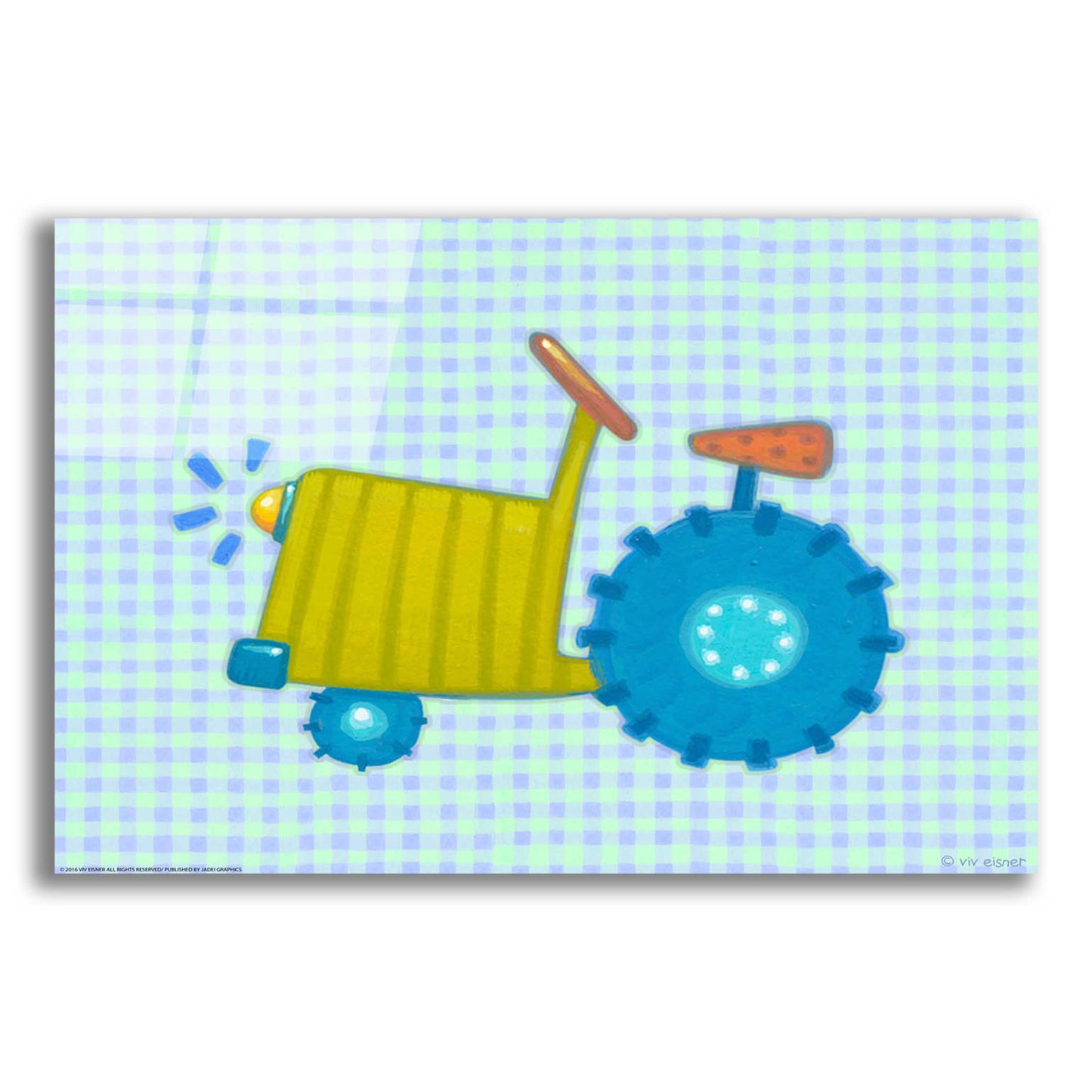 Epic Art 'Blue Tractor' by Viv Eisner, Acrylic Glass Wall Art