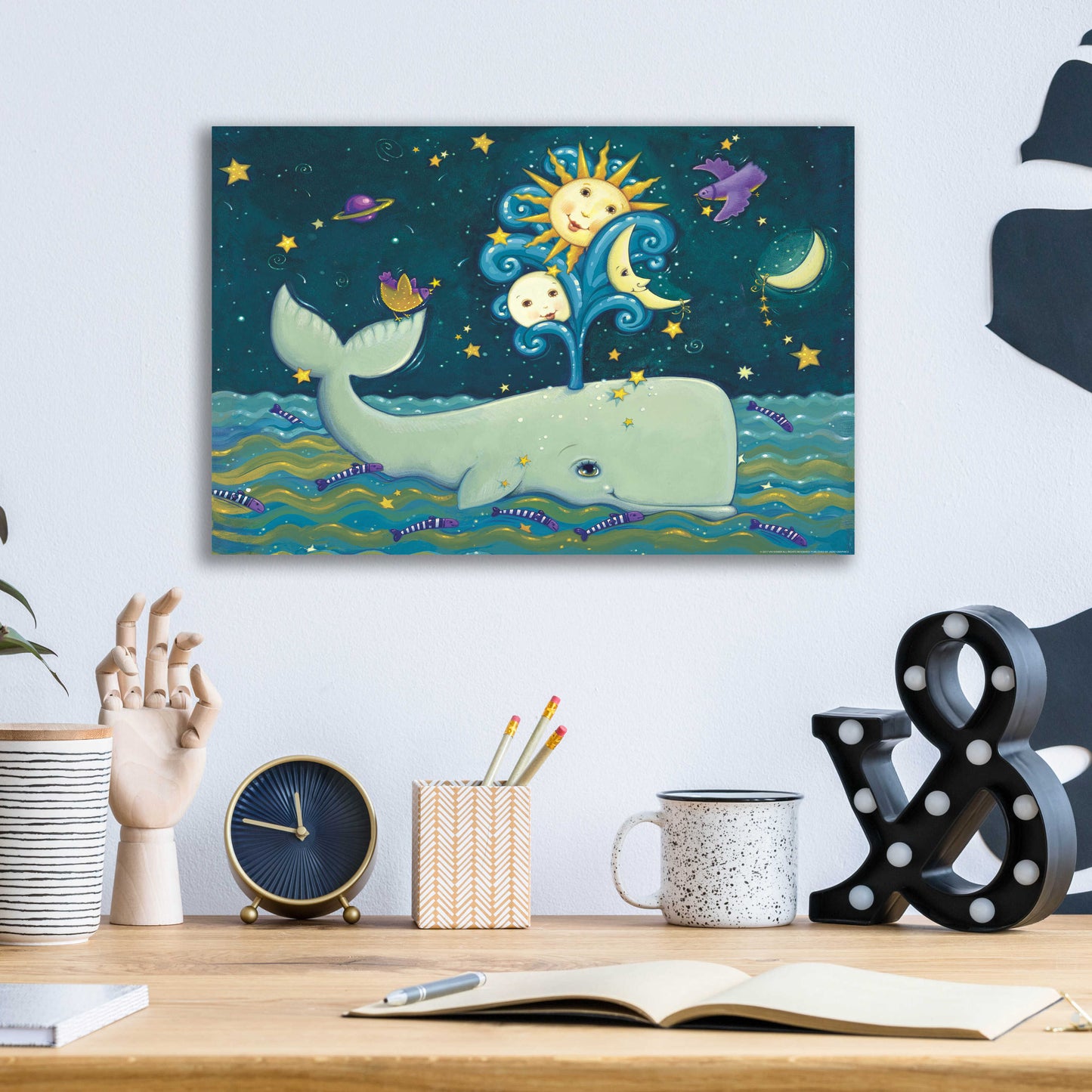 Epic Art 'Sunny Whale' by Viv Eisner, Acrylic Glass Wall Art,16x12