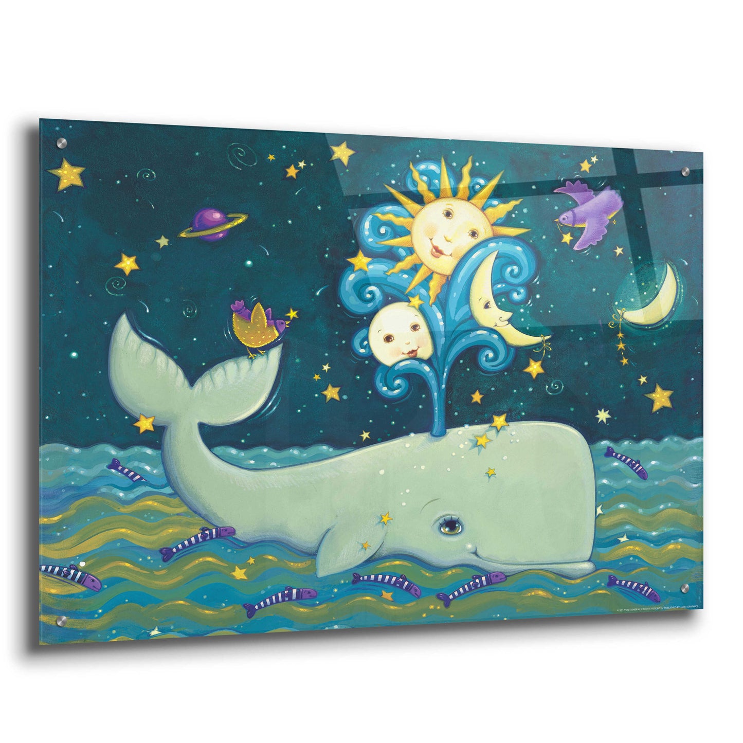 Epic Art 'Sunny Whale' by Viv Eisner, Acrylic Glass Wall Art,36x24