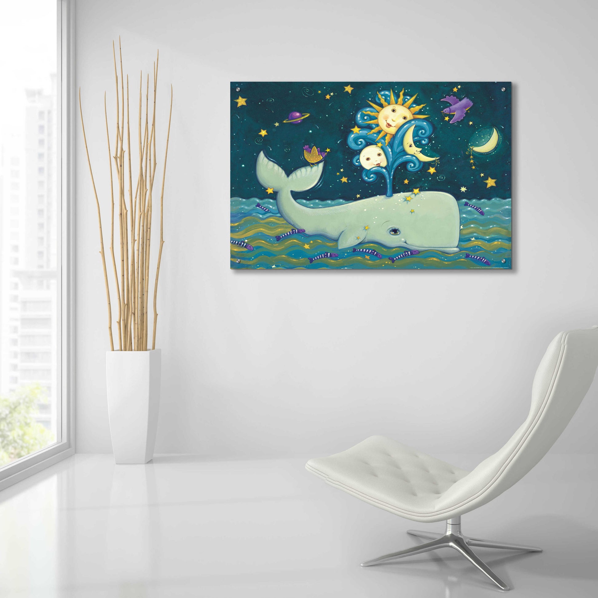 Epic Art 'Sunny Whale' by Viv Eisner, Acrylic Glass Wall Art,36x24