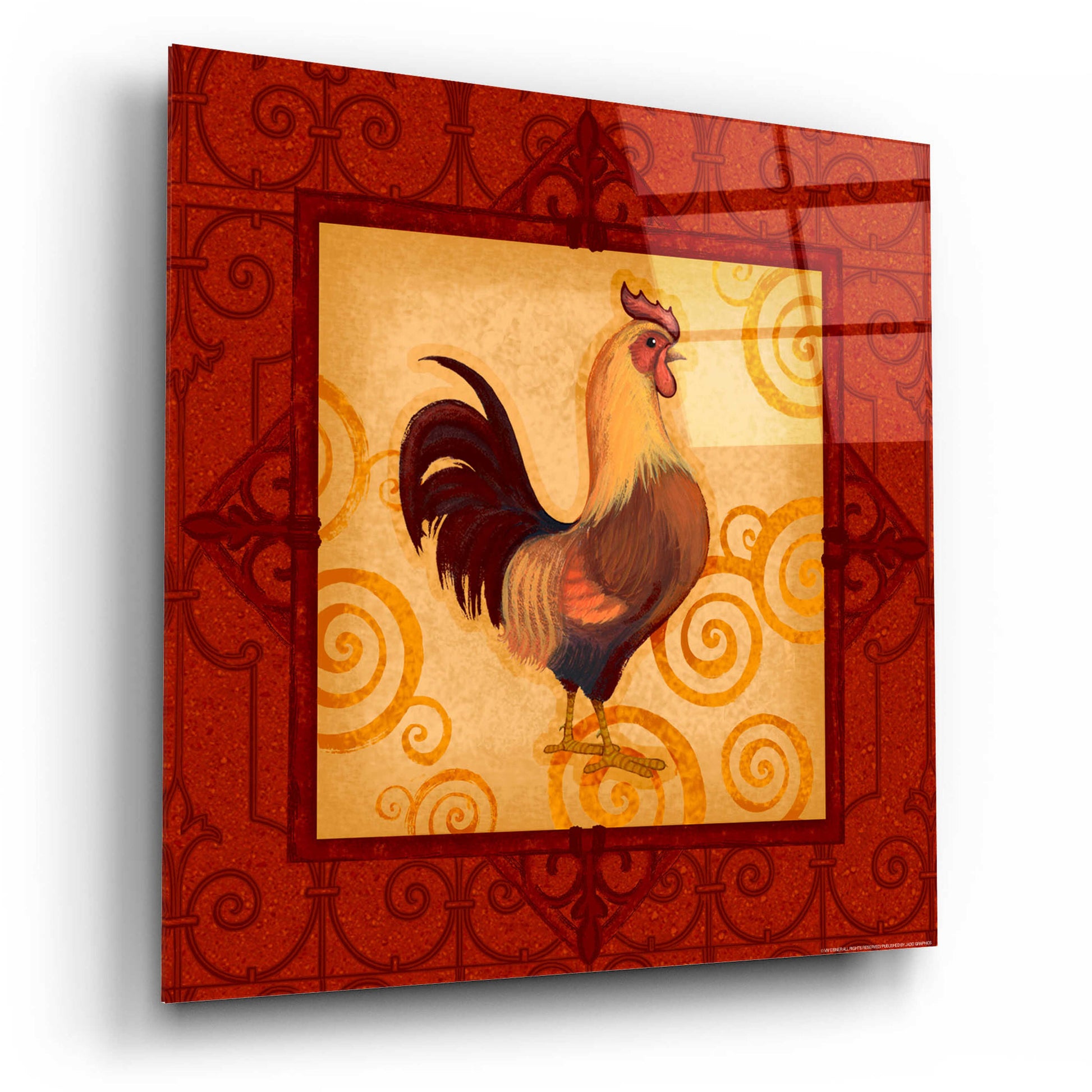 Epic Art 'Rooster 1' by Viv Eisner, Acrylic Glass Wall Art,12x12