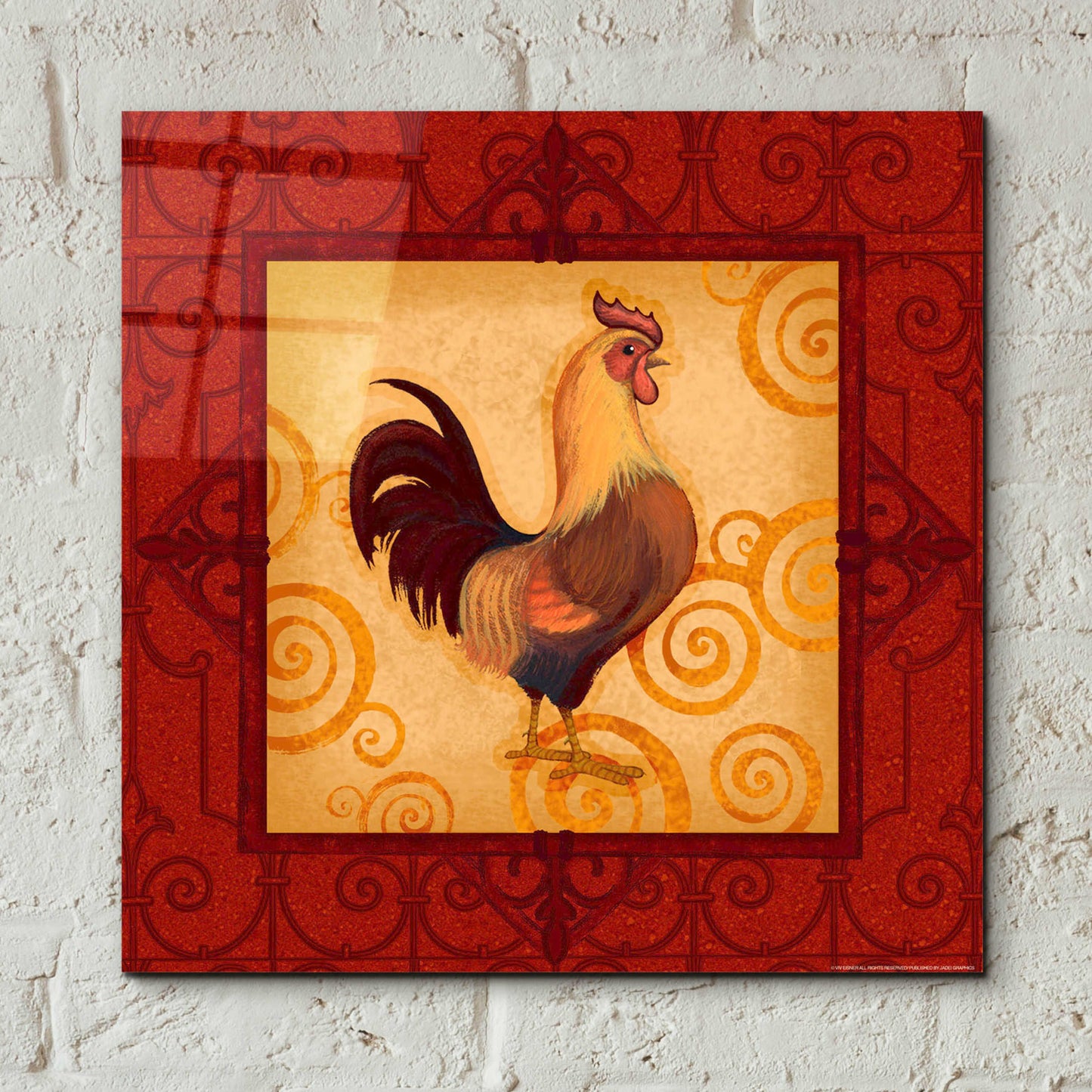 Epic Art 'Rooster 1' by Viv Eisner, Acrylic Glass Wall Art,12x12